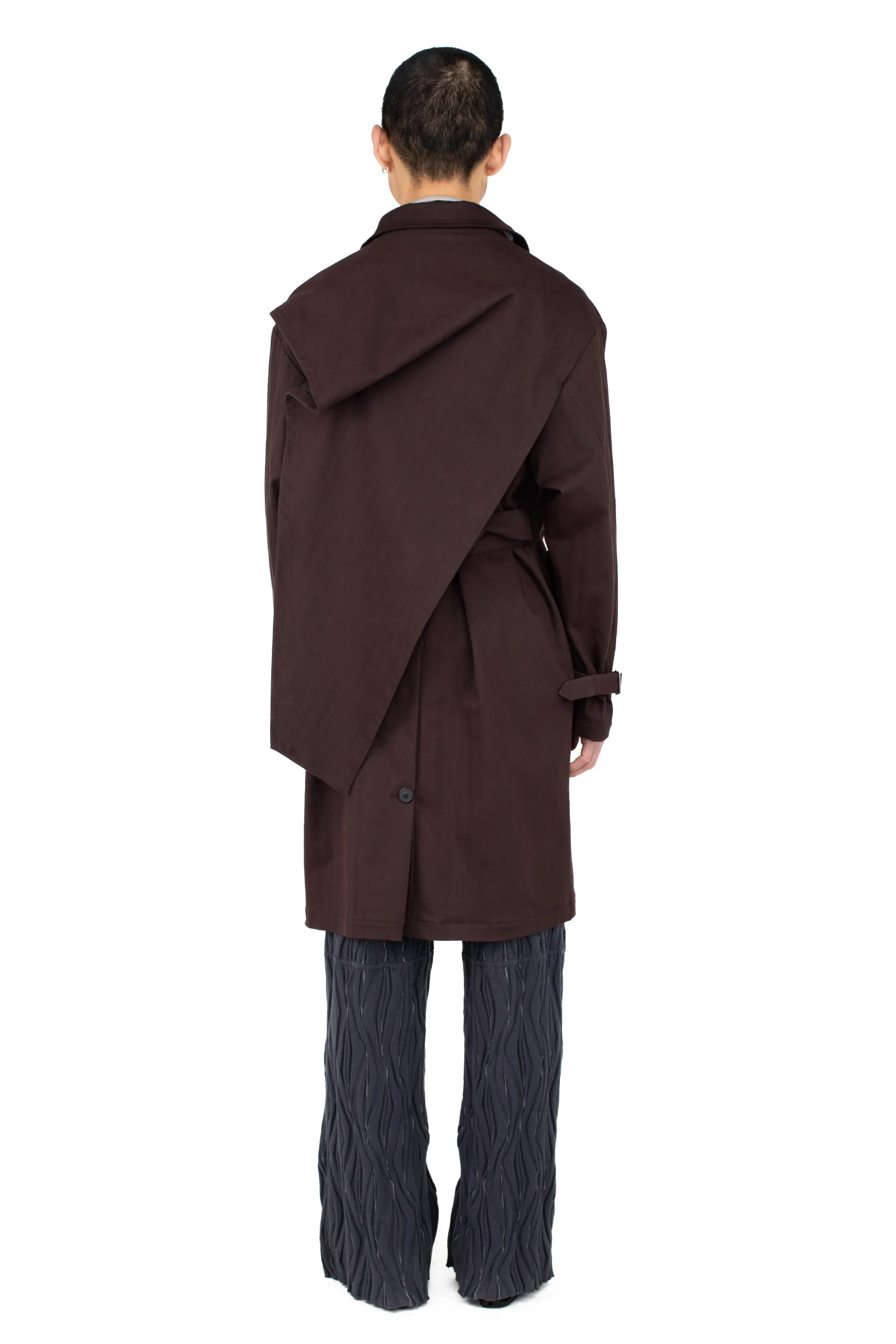 KIKO KOSTADINOV VIG ASYMMETRICAL COAT - WOOD BROWN