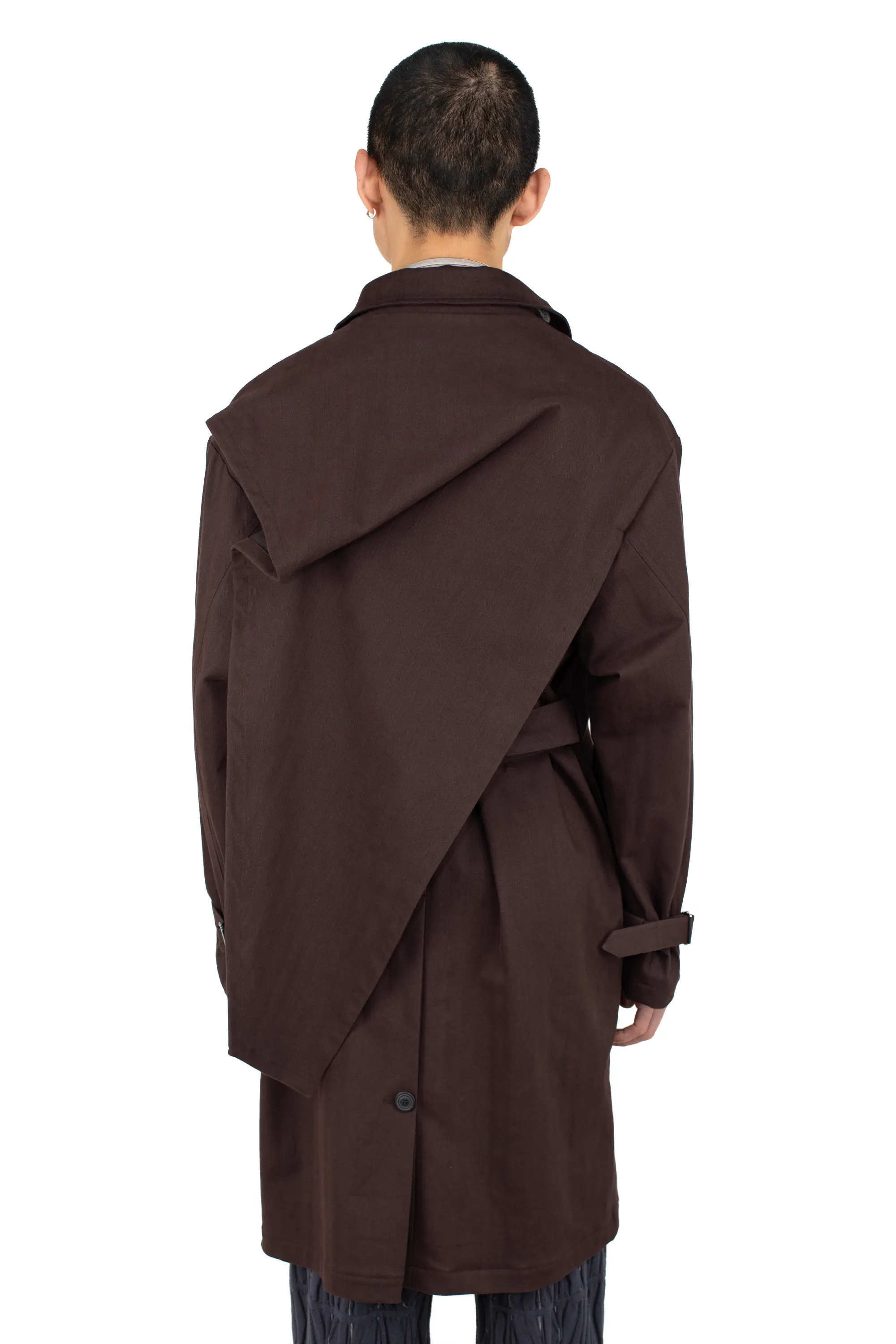 KIKO KOSTADINOV VIG ASYMMETRICAL COAT - WOOD BROWN