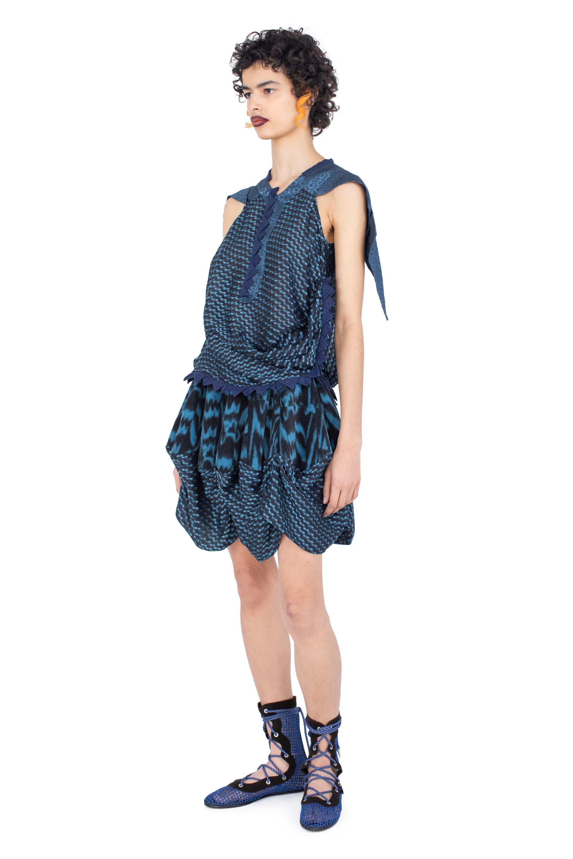 KIKO KOSTADINOV WEATHERVANE TOP - OBSIDIAN BLACK & MOSAIC BLUE