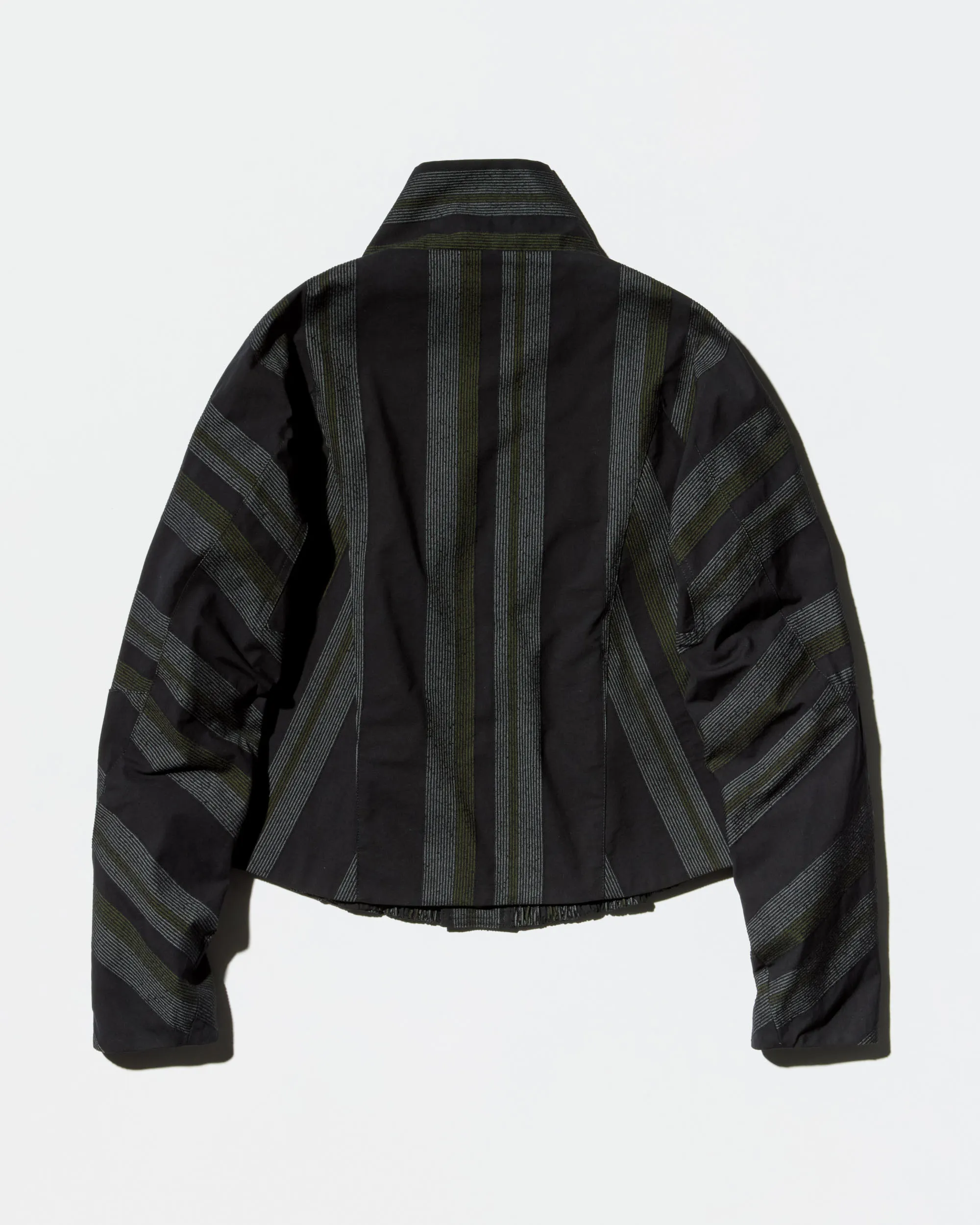 KIKO KOSTADINOV ZAFAR CROPPED JACKET - BLACK / GREY & GREEN