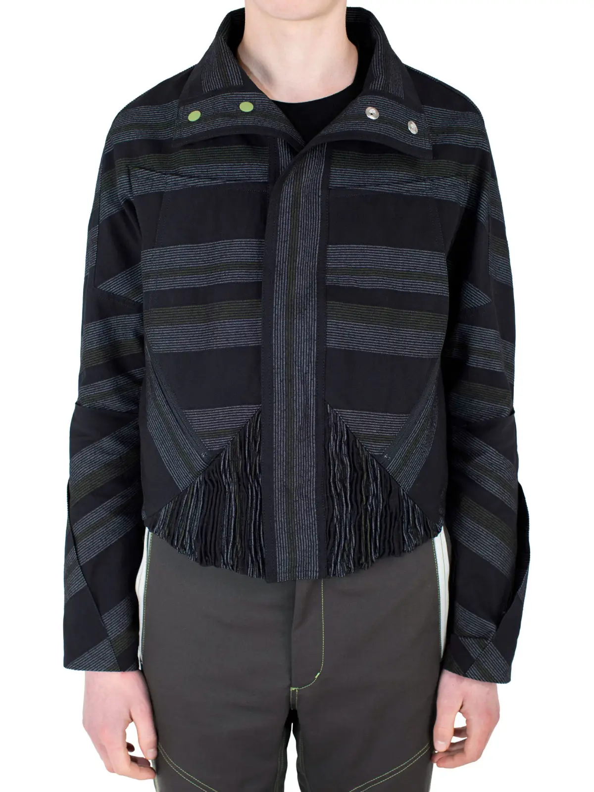 ZAFAR CROPPED JACKET - BLACK / GREY & GREEN – KIKO KOSTADINOV