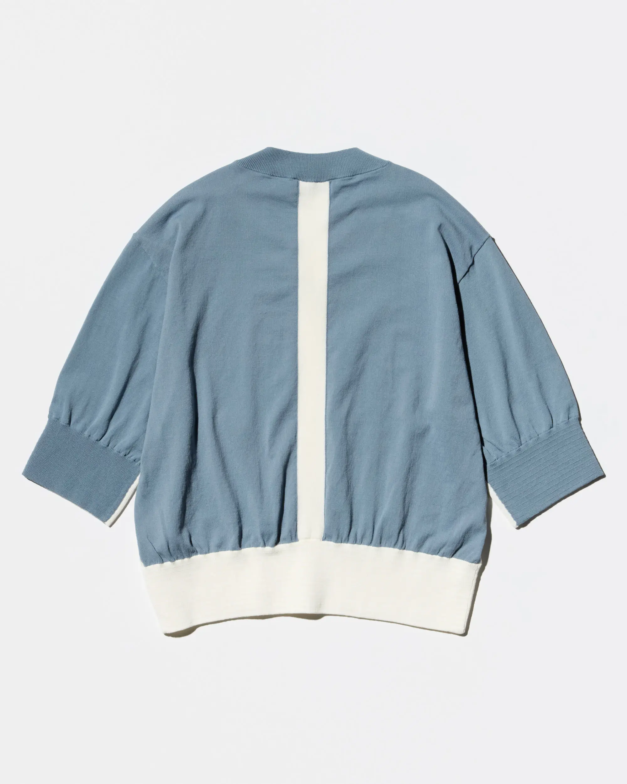KIKO KOSTADINOV ZAFAR KNITTED TOP - IVORY / DUSTY BLUE