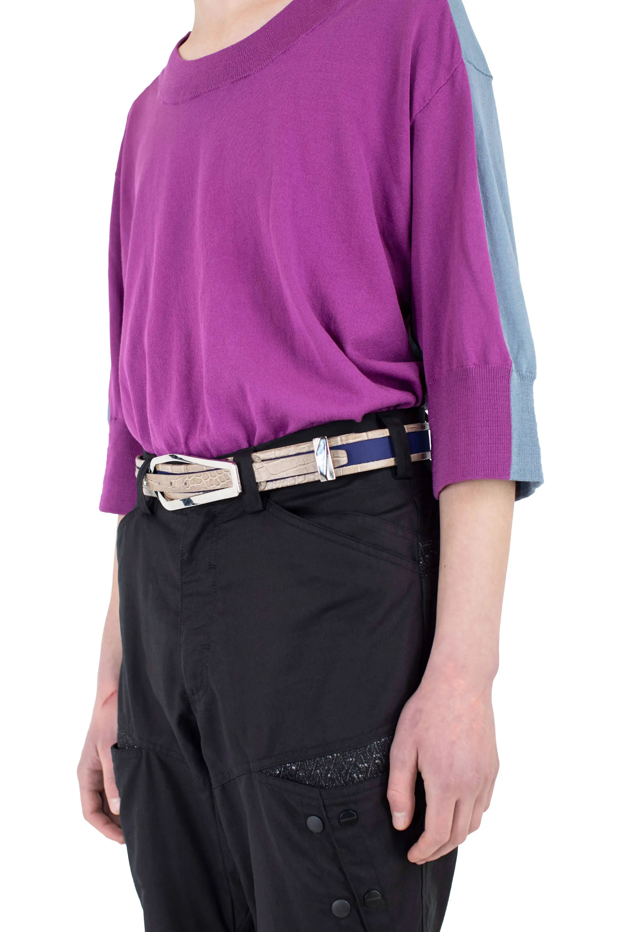 KIKO KOSTADINOV ALEC BELT - NAVY BLUE / GREEN KHAKI