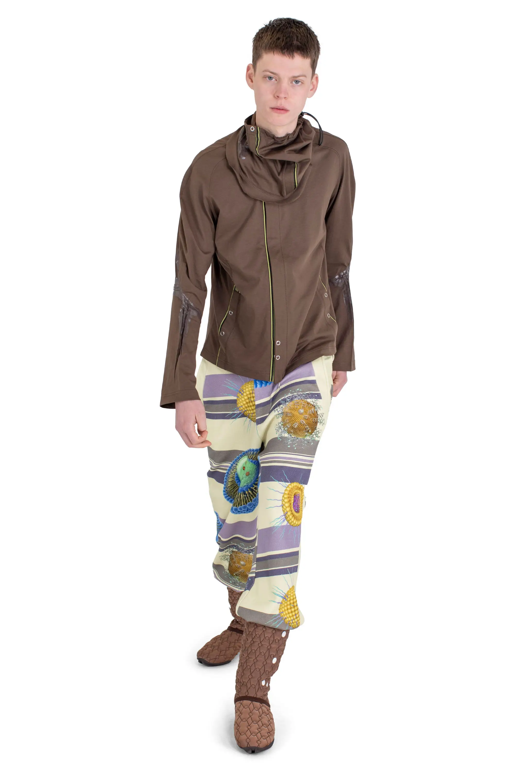 KIKO KOSTADINOV ALEC K-DART JERSEY JACKET - BROWN / BLACK