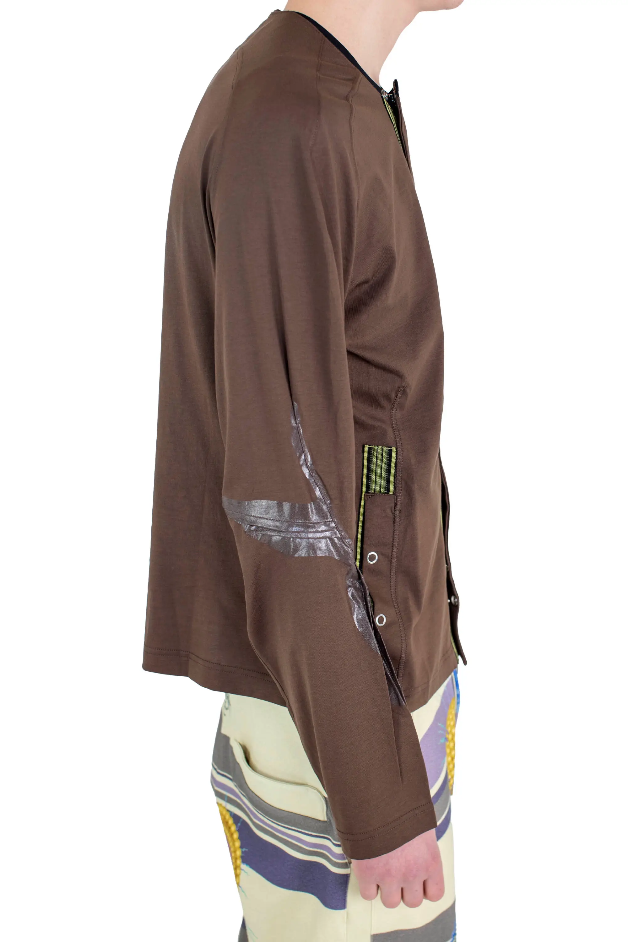 KIKO KOSTADINOV ALEC K-DART JERSEY JACKET - BROWN / BLACK