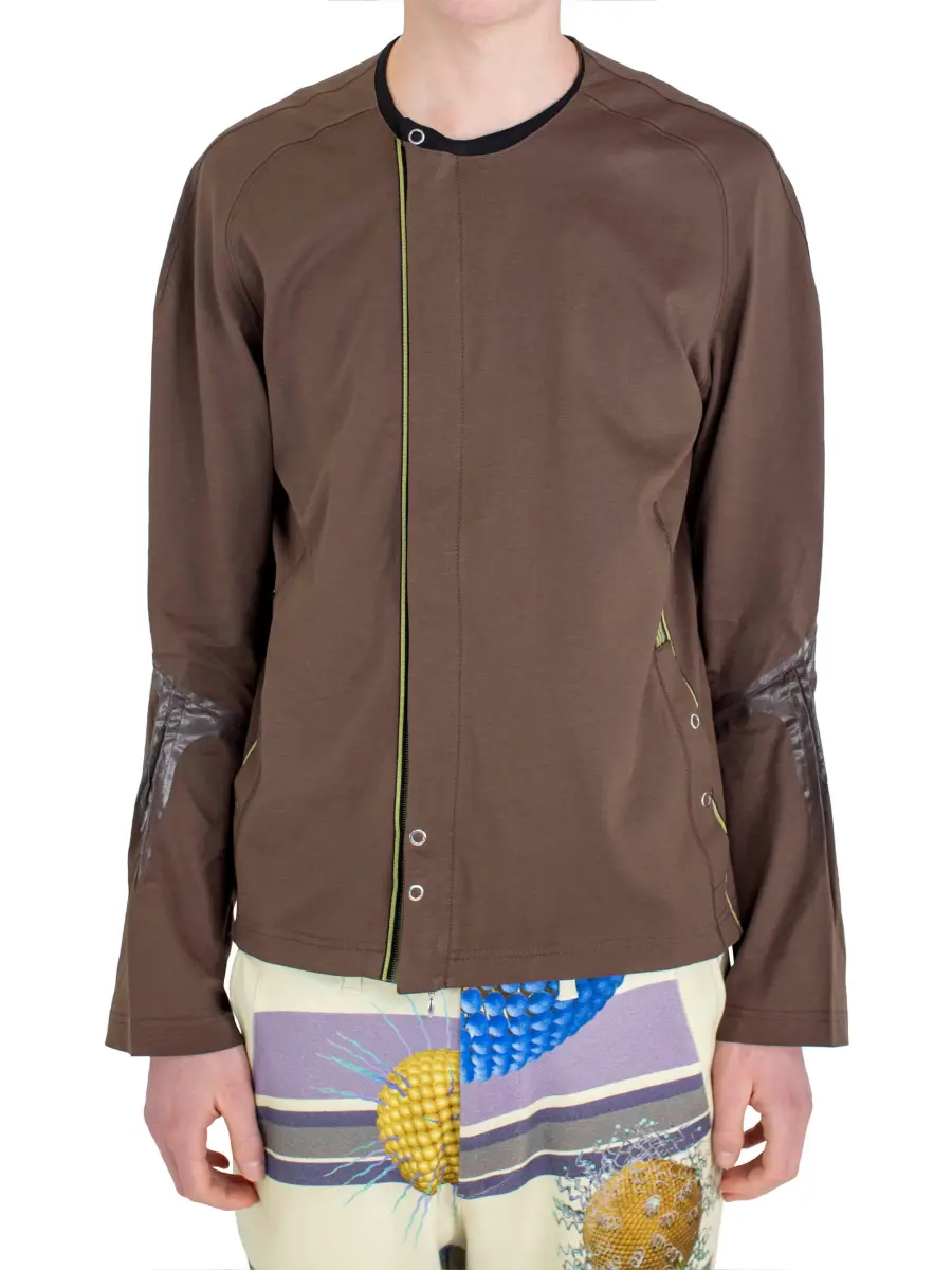 KIKO KOSTADINOV ALEC K-DART JERSEY JACKET - BROWN / BLACK