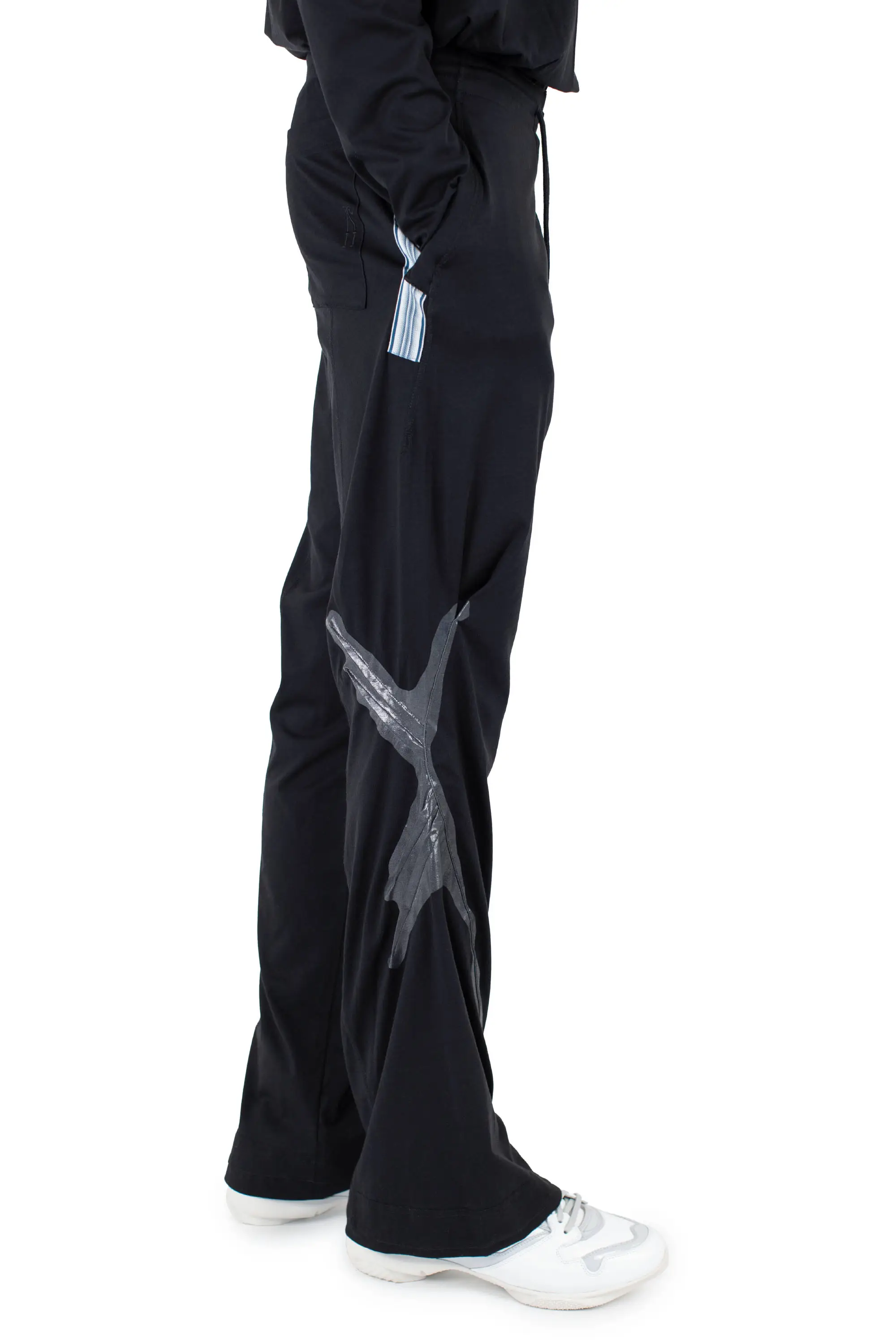 KIKO KOSTADINOV ALEC K-DART JERSEY TROUSER - BLACK/L GREY & D TEAL STRIPES