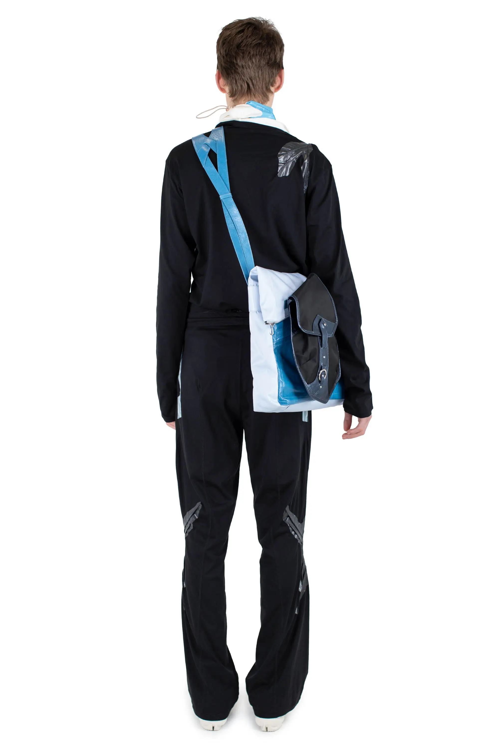 KIKO KOSTADINOV ALEC K-DART JERSEY TROUSER - BLACK/L GREY & D TEAL STRIPES