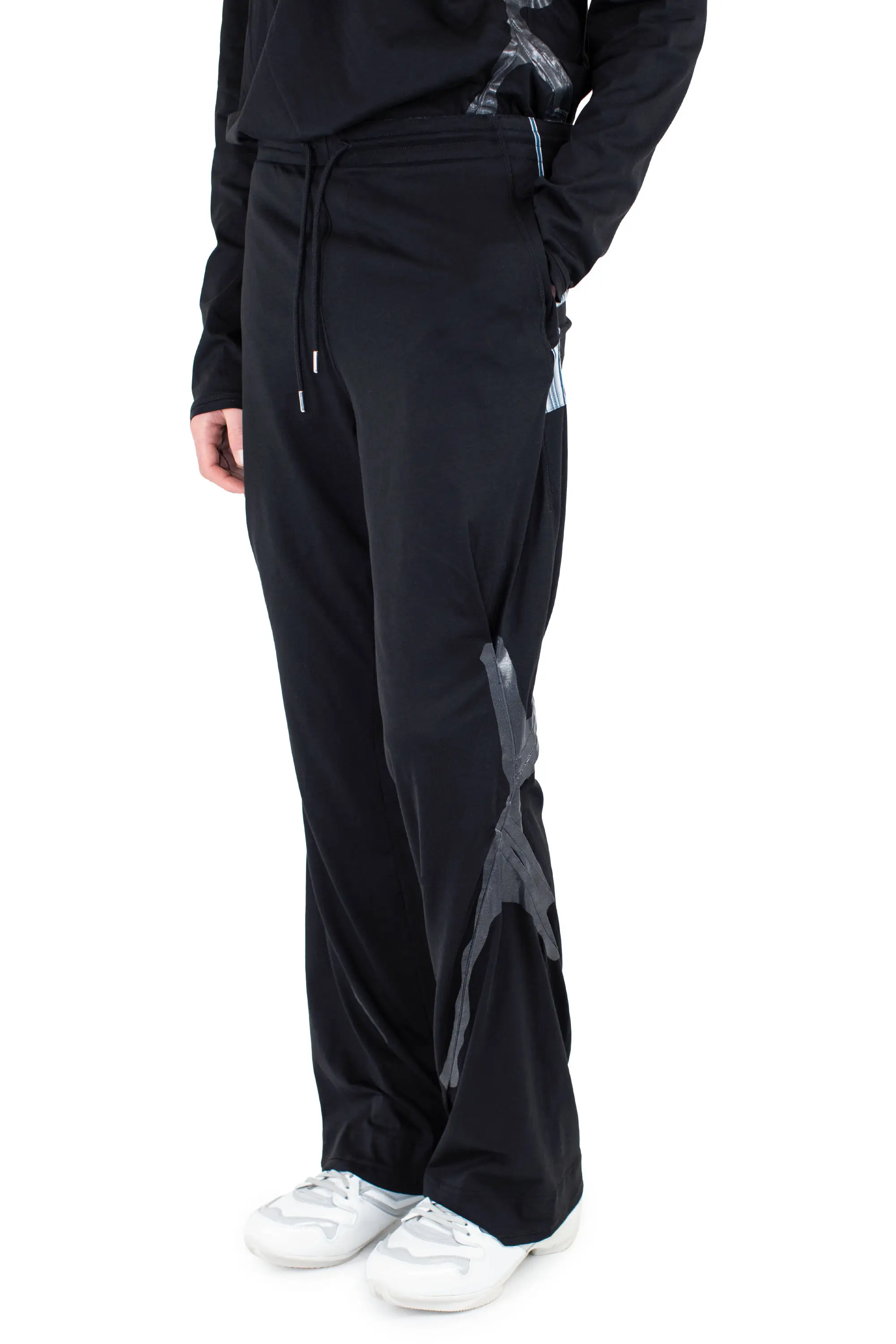 KIKO KOSTADINOV ALEC K-DART JERSEY TROUSER - BLACK/L GREY & D TEAL STRIPES