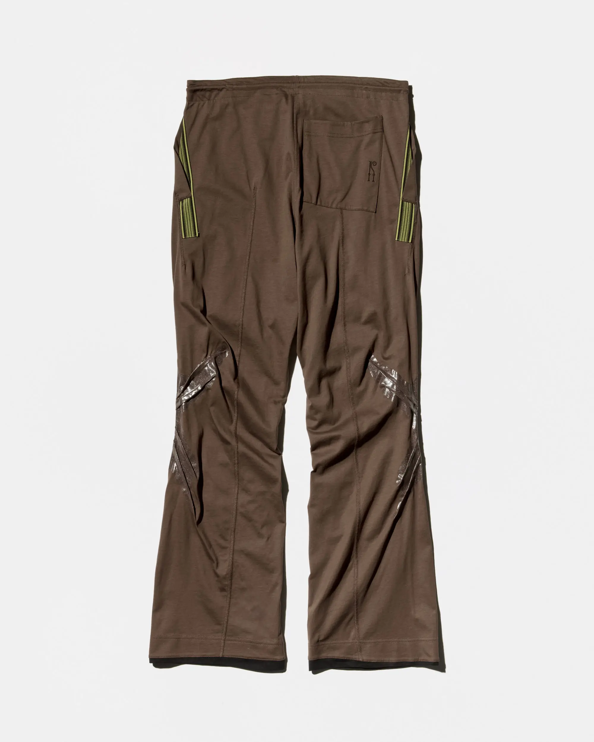KIKO KOSTADINOV ALEC K-DART JERSEY TROUSER - BROWN / BLACK & GREEN STRIPES