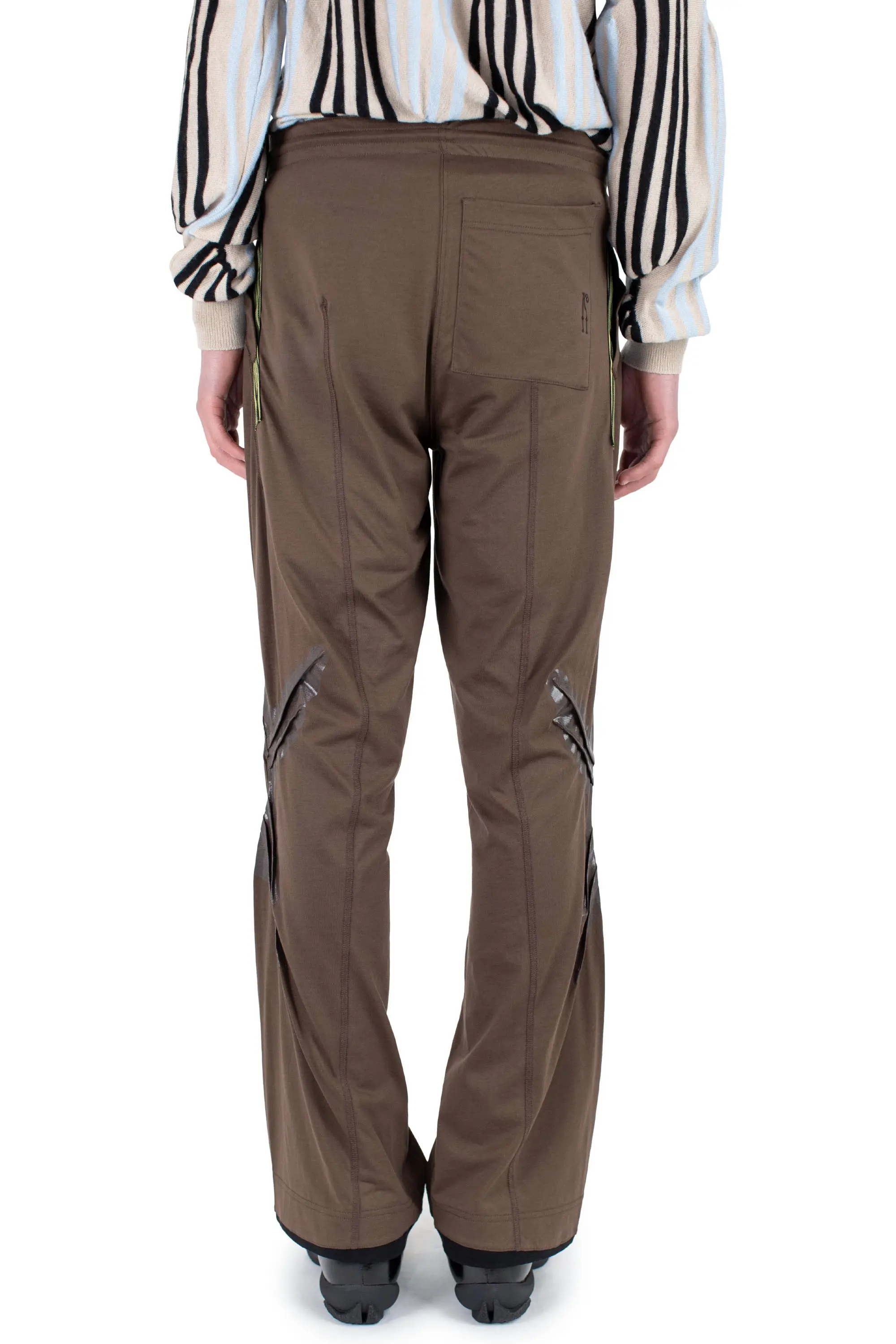 KIKO KOSTADINOV ALEC K-DART JERSEY TROUSER - BROWN / BLACK & GREEN STRIPES