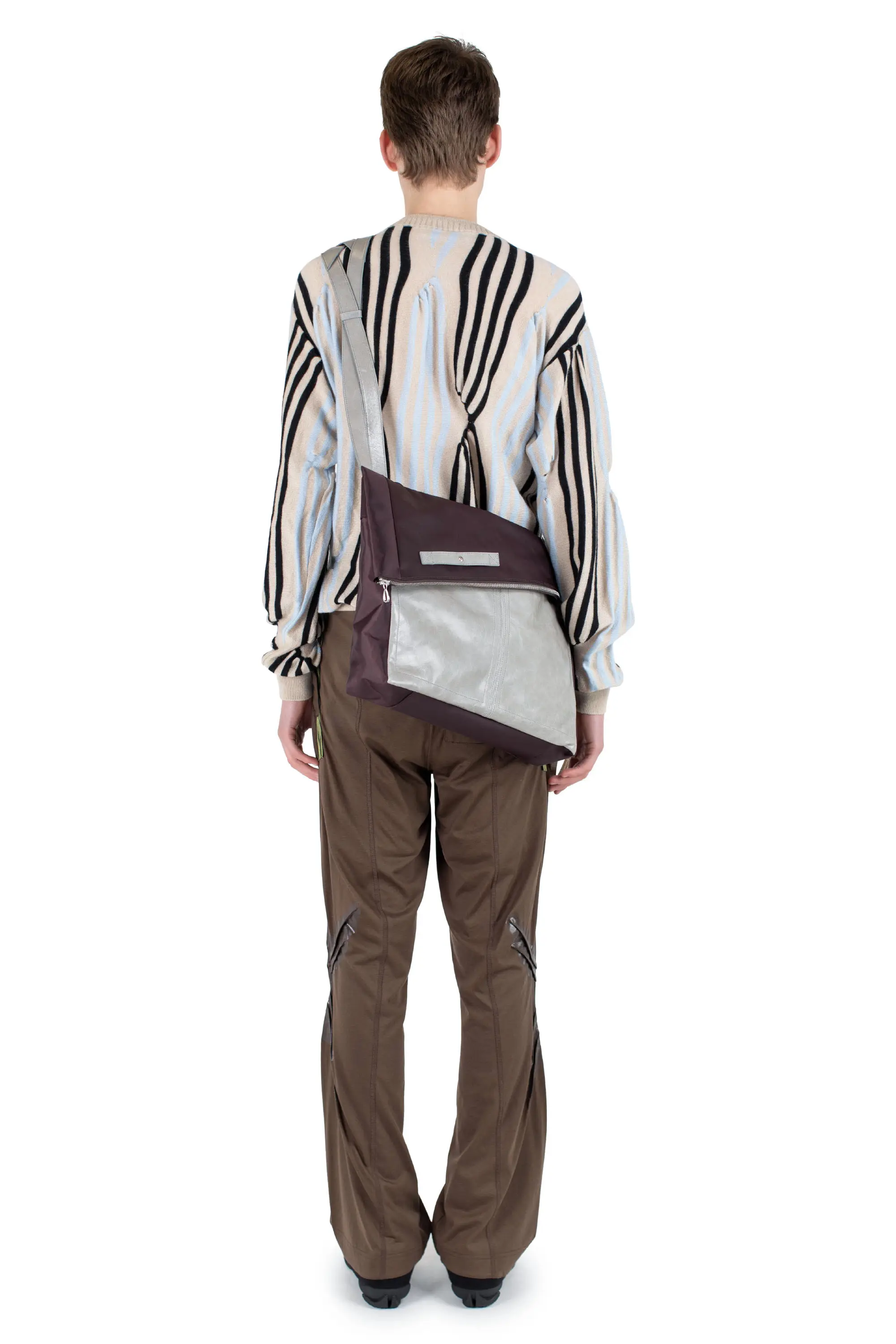 KIKO KOSTADINOV ALEC K-DART JERSEY TROUSER - BROWN / BLACK & GREEN STRIPES