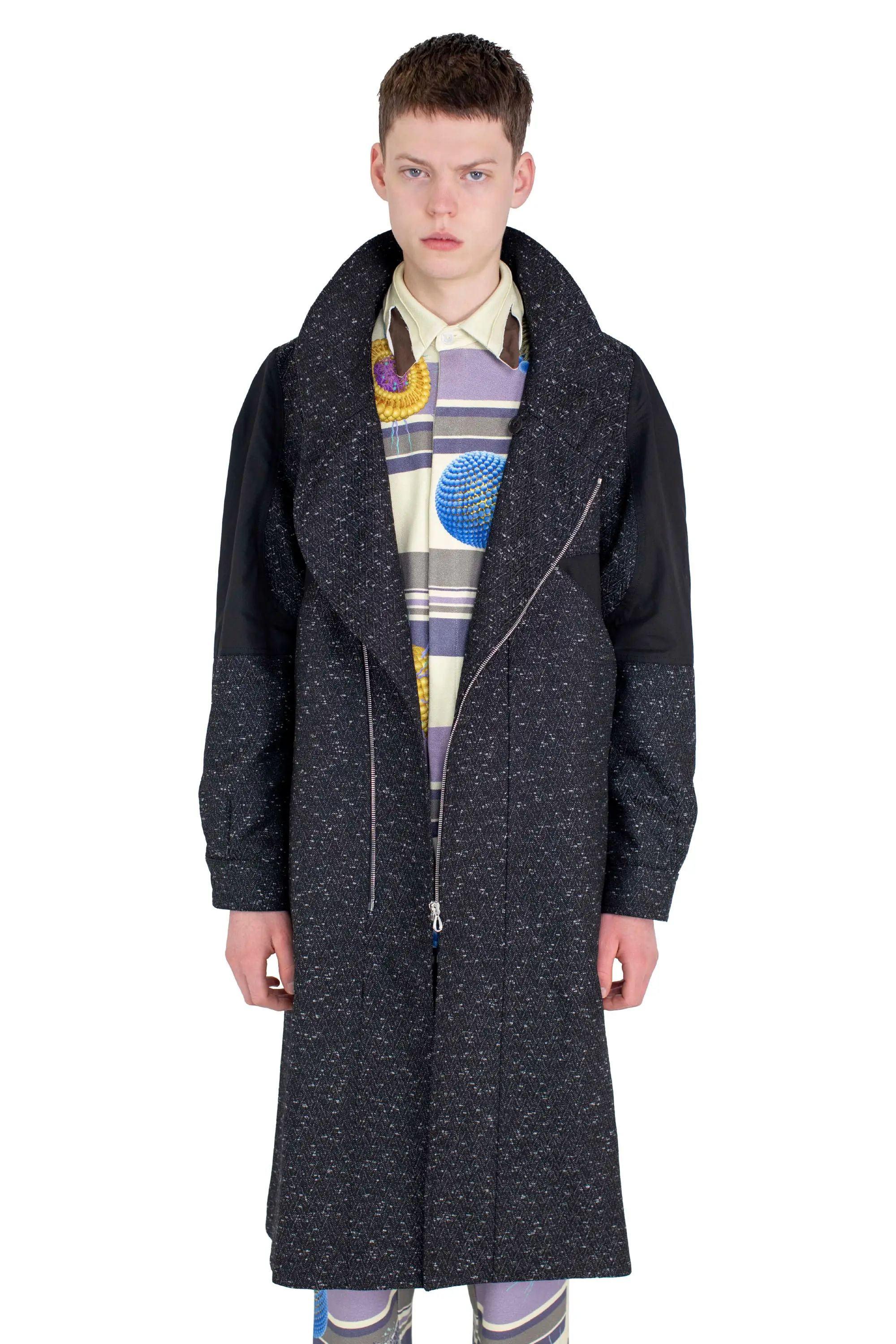 KIKO KOSTADINOV BABRAHAM ZIP COAT - ASH BLACK / BLACK SABLE