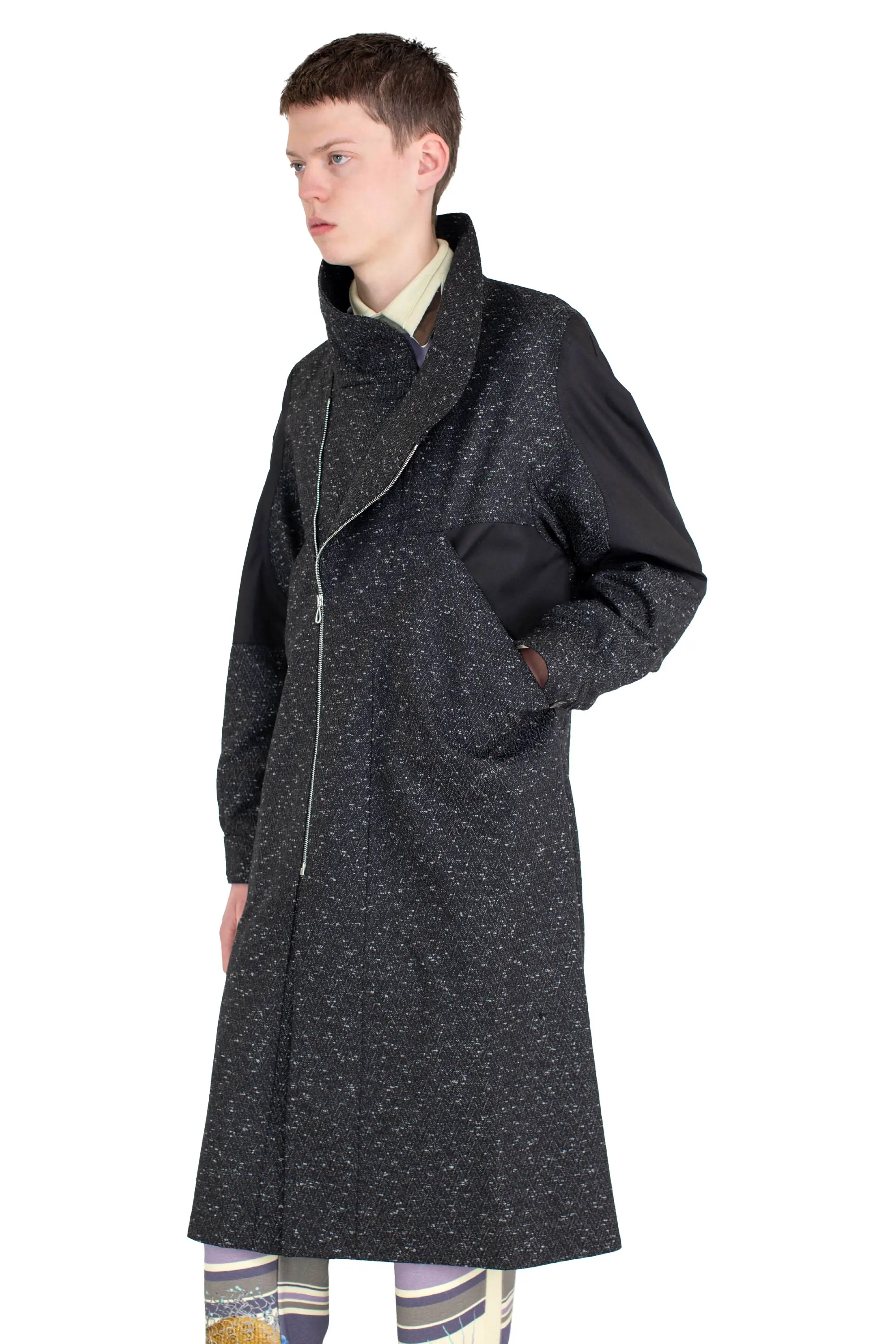 KIKO KOSTADINOV BABRAHAM ZIP COAT - ASH BLACK / BLACK SABLE