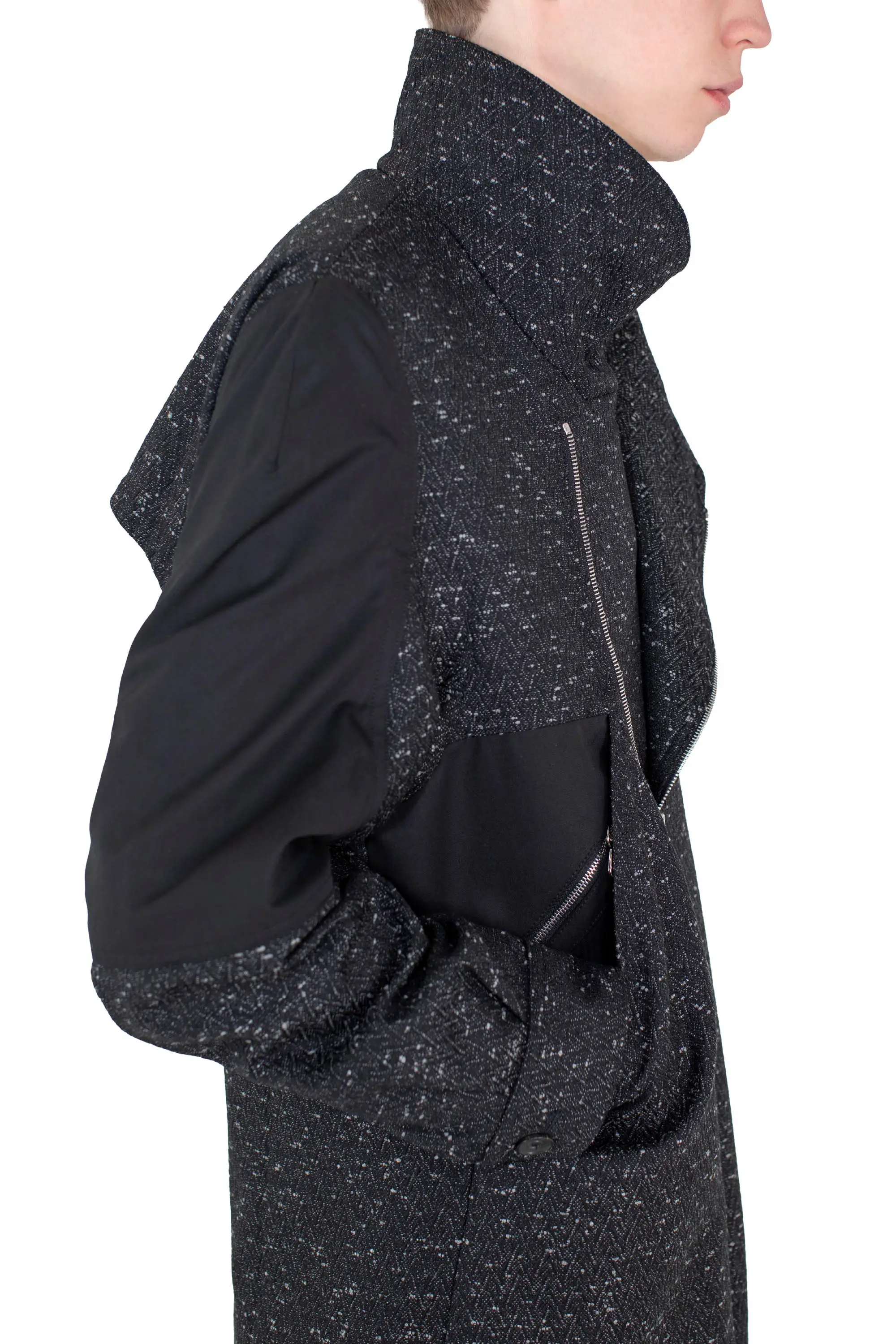 KIKO KOSTADINOV BABRAHAM ZIP COAT - ASH BLACK / BLACK SABLE