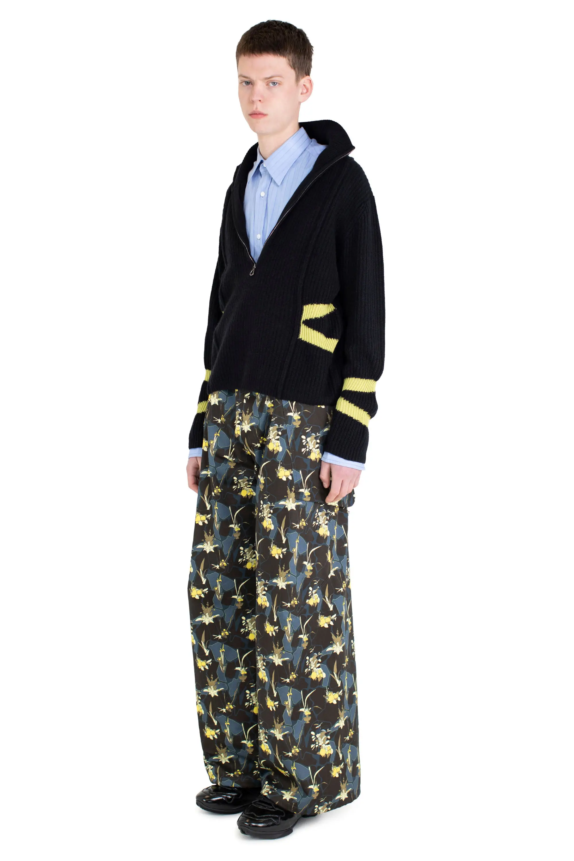 KIKO KOSTADINOV BOURDAIN ZIP INTARSIA JUMPER - BLACK/OLIVE