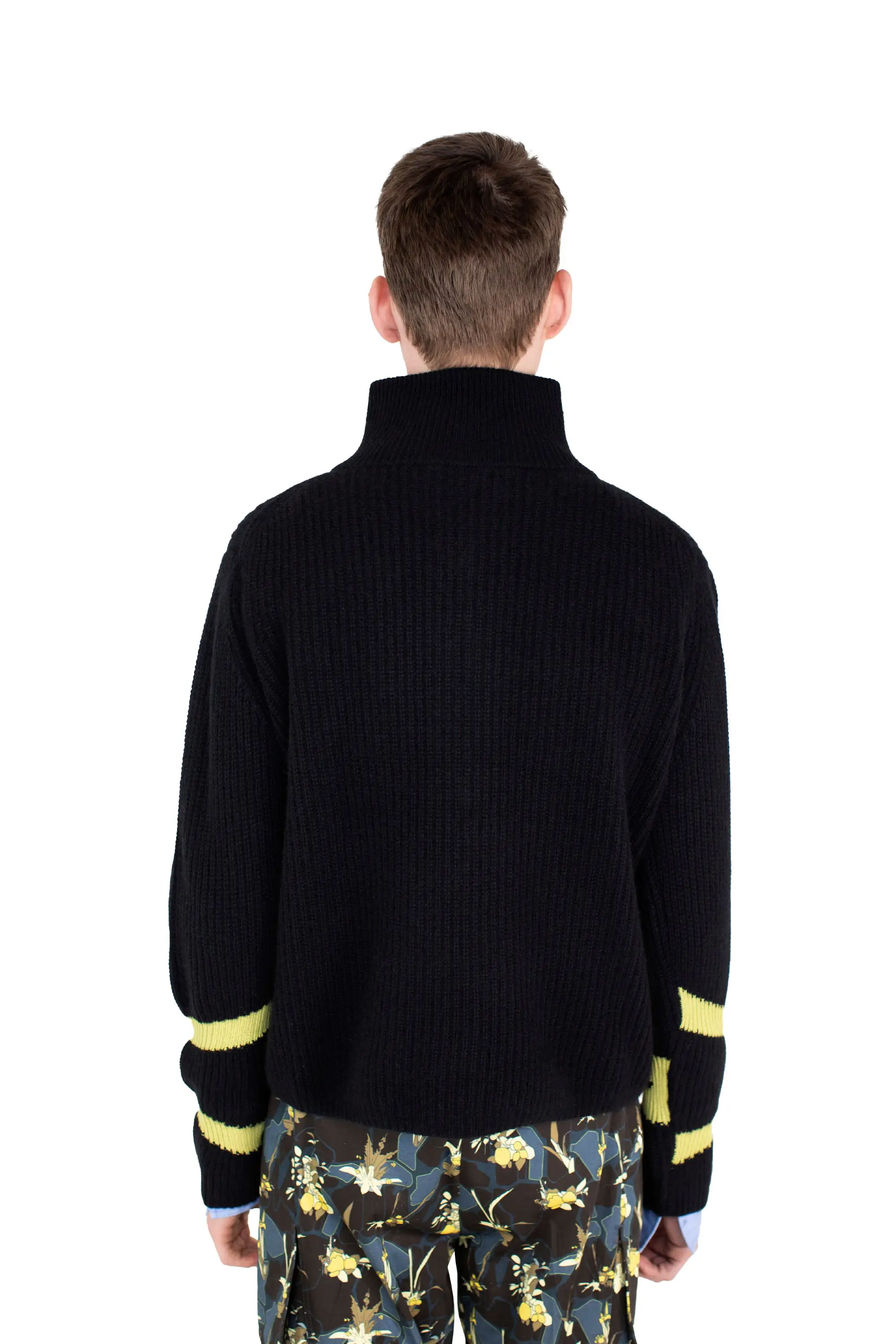 KIKO KOSTADINOV BOURDAIN ZIP INTARSIA JUMPER - BLACK/OLIVE
