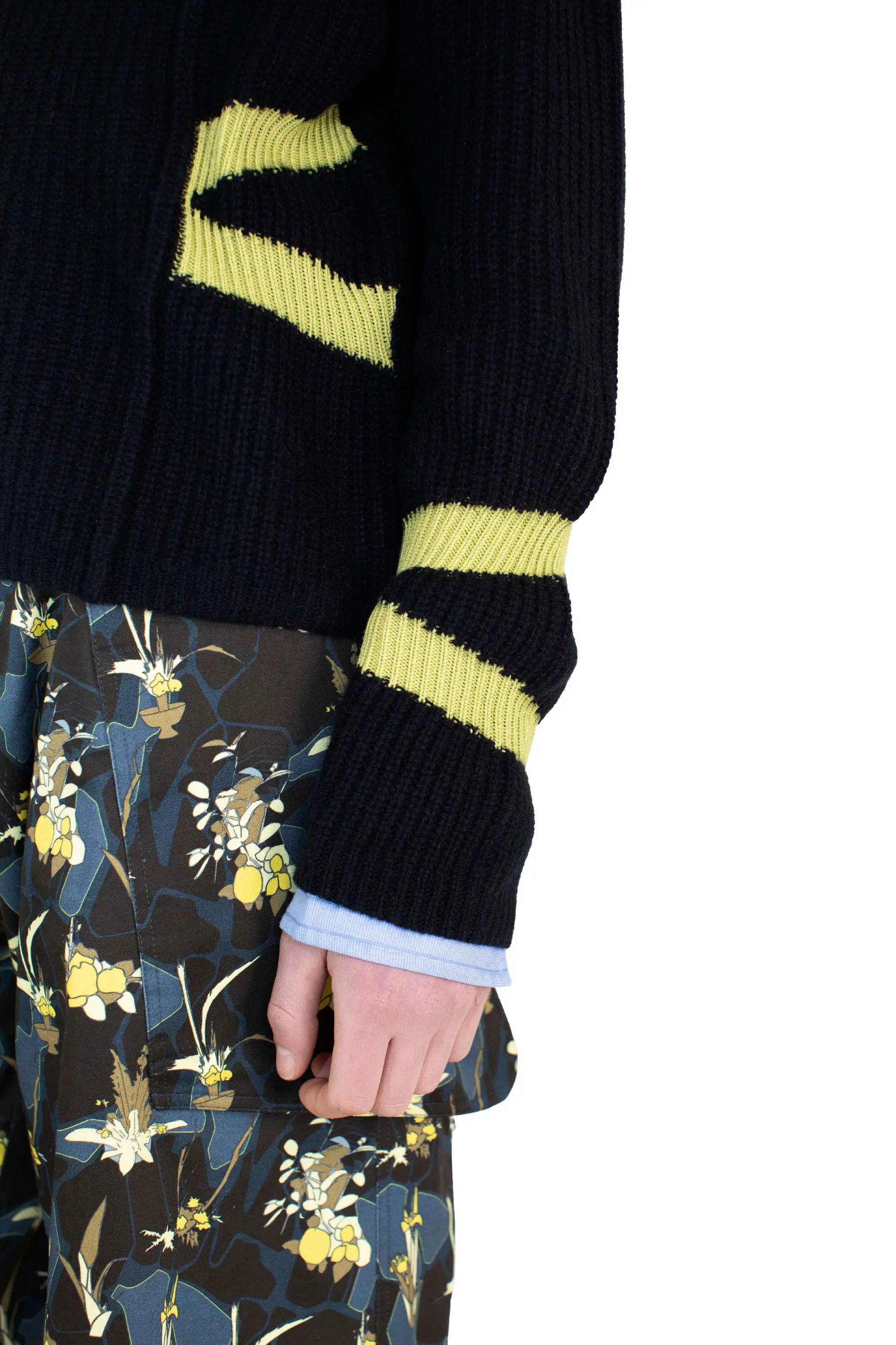KIKO KOSTADINOV BOURDAIN ZIP INTARSIA JUMPER - BLACK/OLIVE