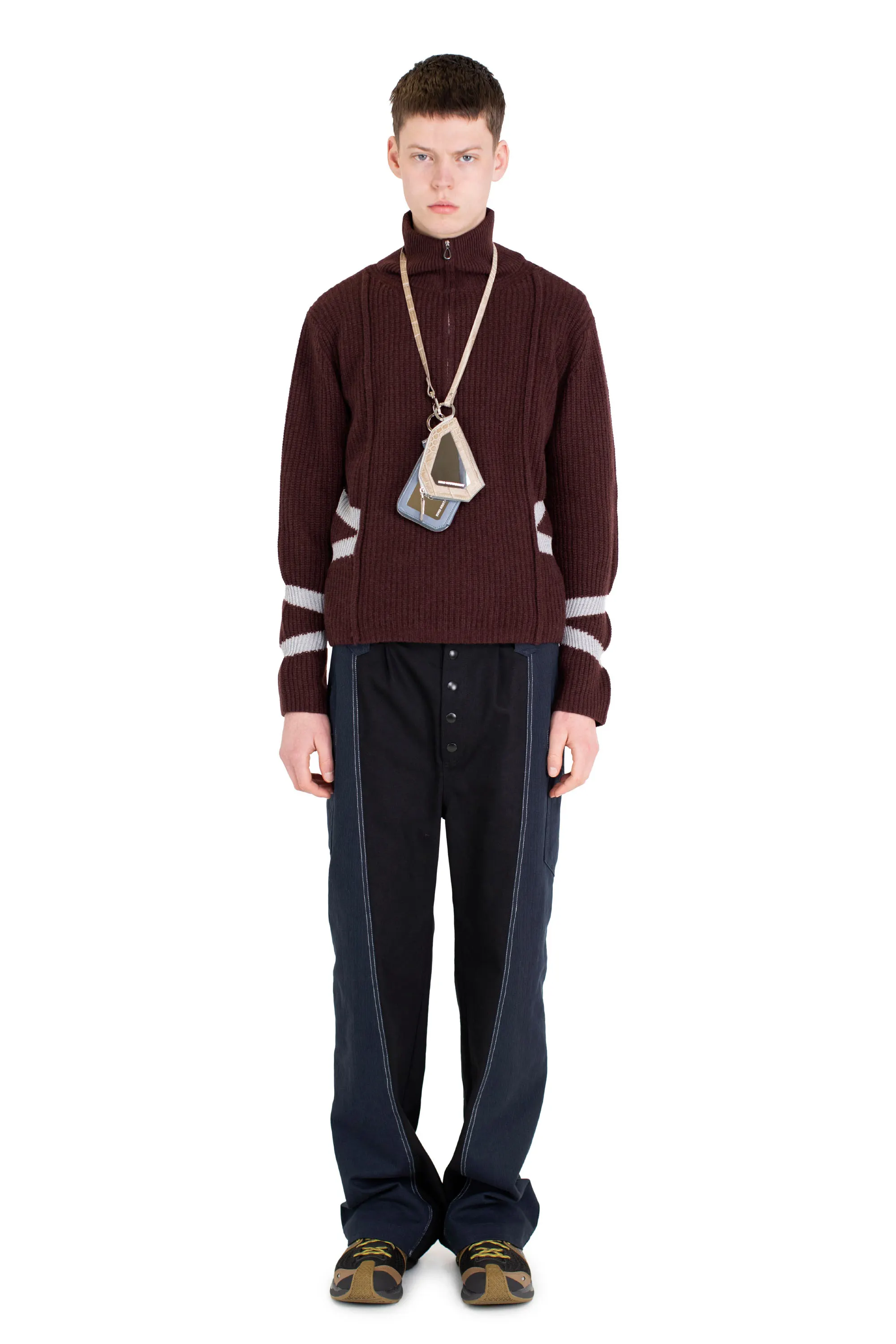 BOURDAIN ZIP INTARSIA JUMPER - MAROON/SILVER – KIKO KOSTADINOV