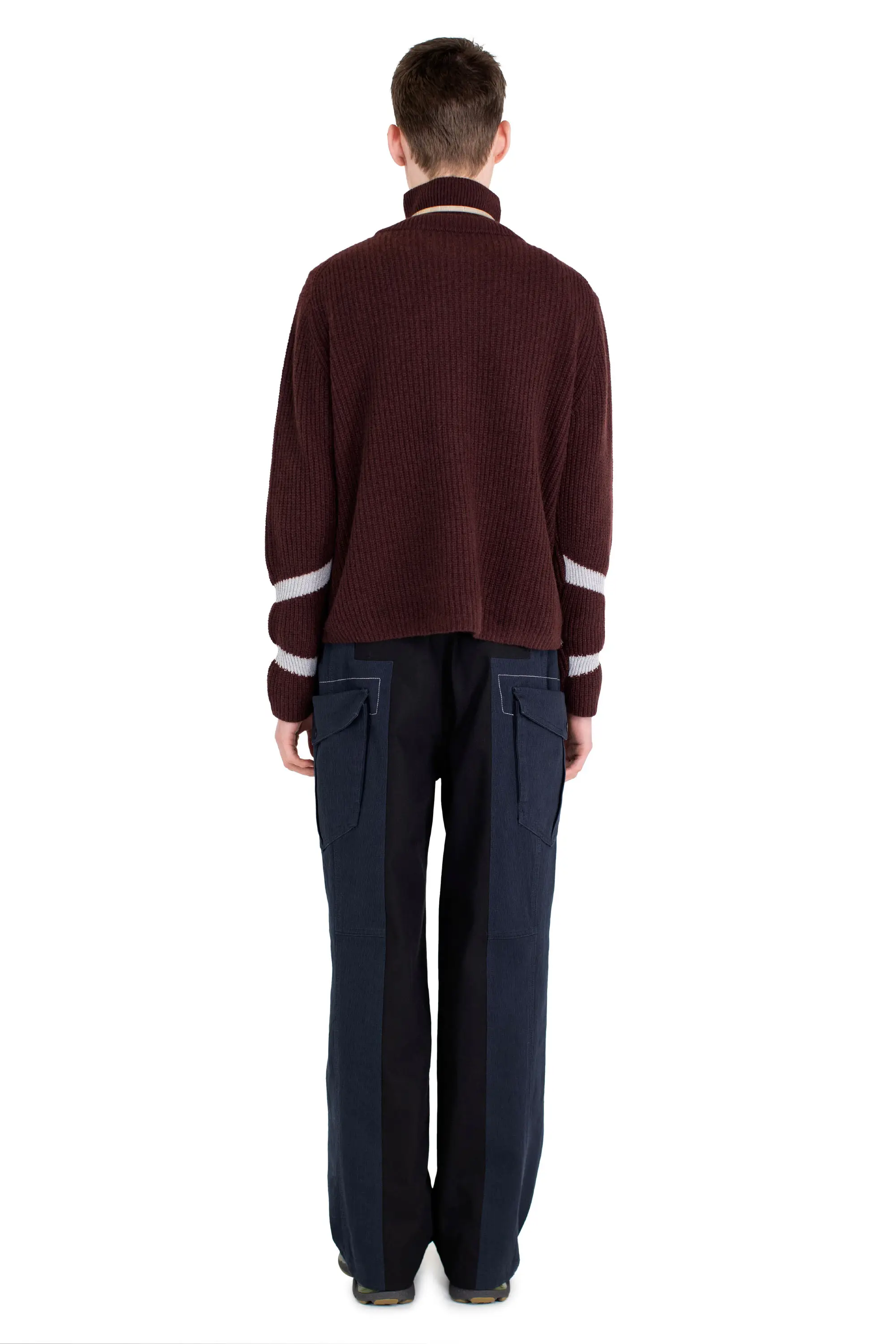 KIKO KOSTADINOV BOURDAIN ZIP INTARSIA JUMPER - MAROON/SILVER