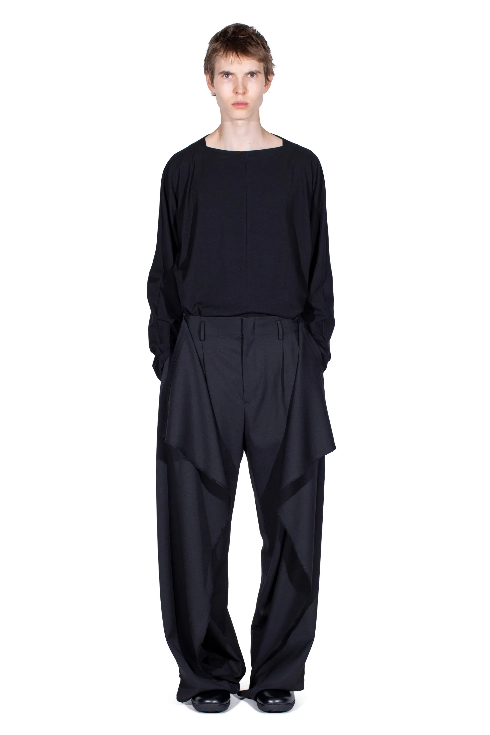 KIKO KOSTADINOV CURSUS DRAPE TROUSERS - CROW BLACK