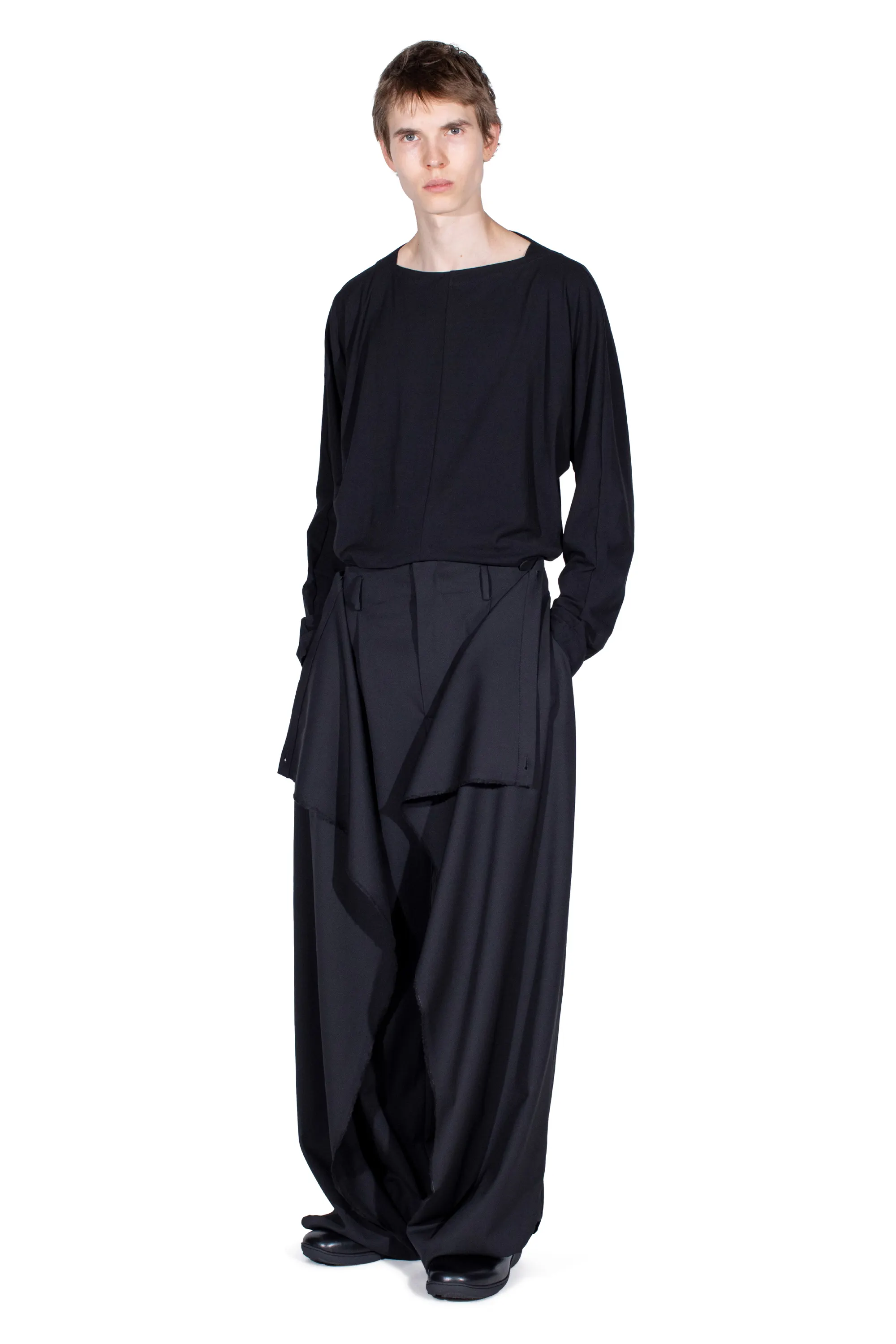 KIKO KOSTADINOV CURSUS DRAPE TROUSERS - CROW BLACK