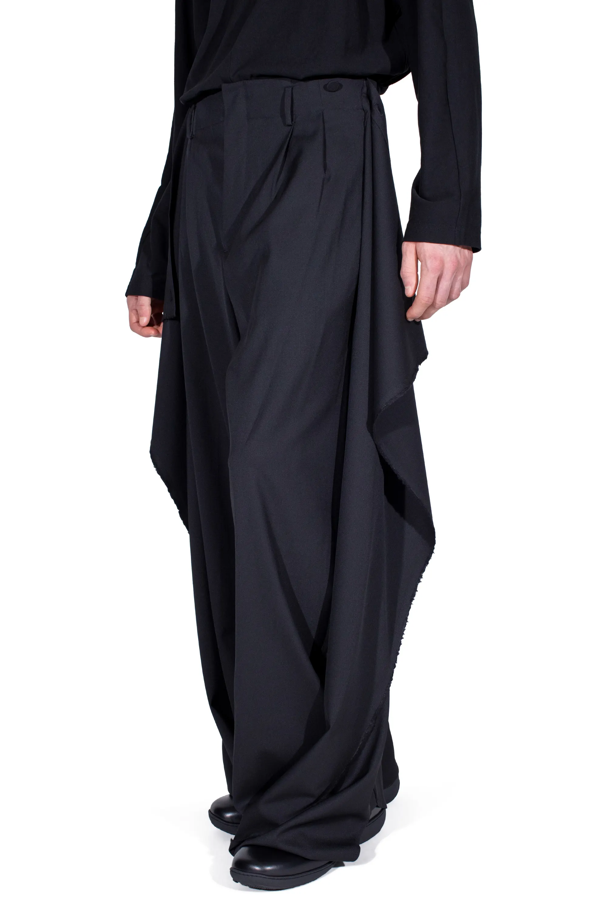 KIKO KOSTADINOV CURSUS DRAPE TROUSERS - CROW BLACK