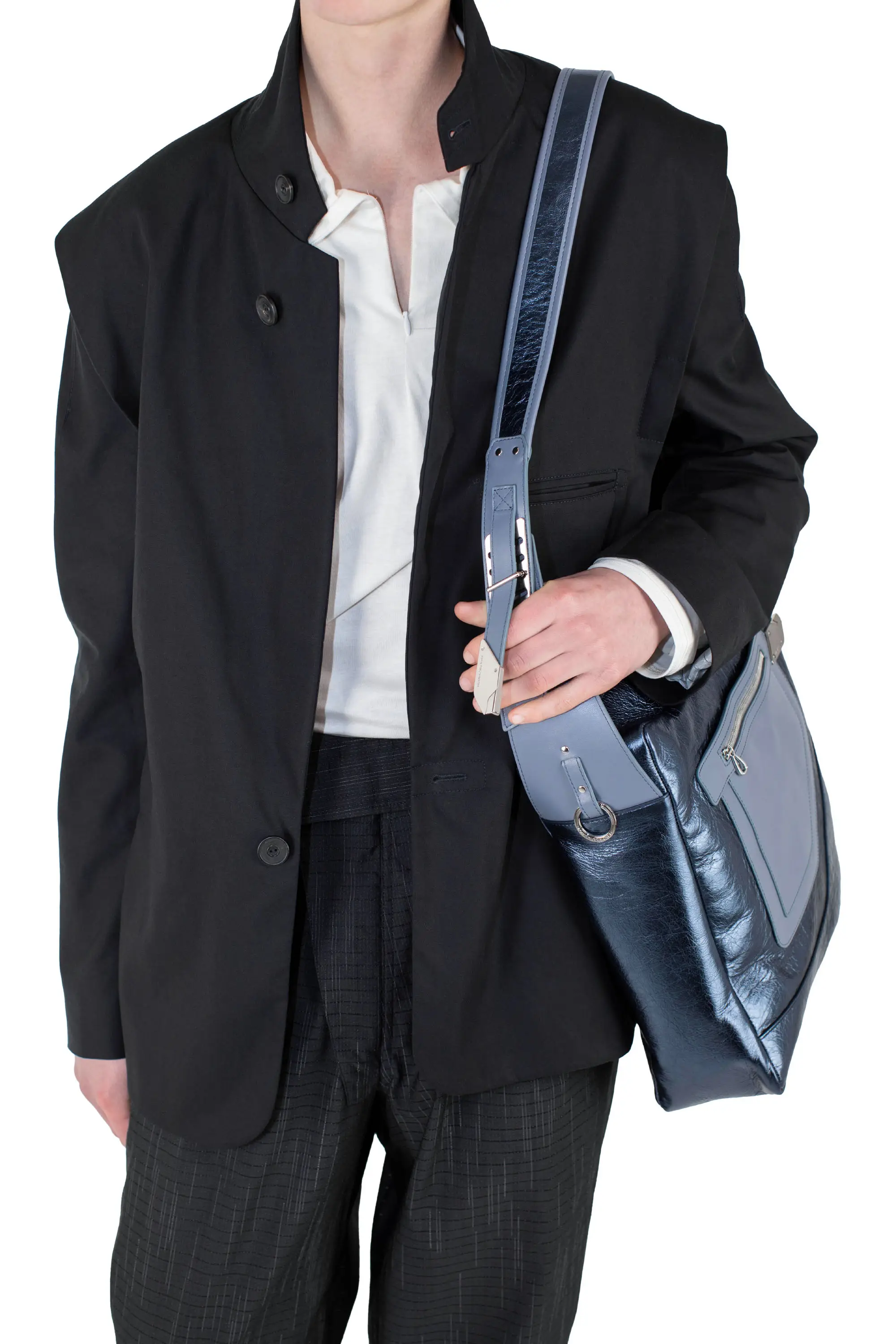 KIKO KOSTADINOV DEULTUM LEATHER BAG - MIDNIGHT BLUE / GREY