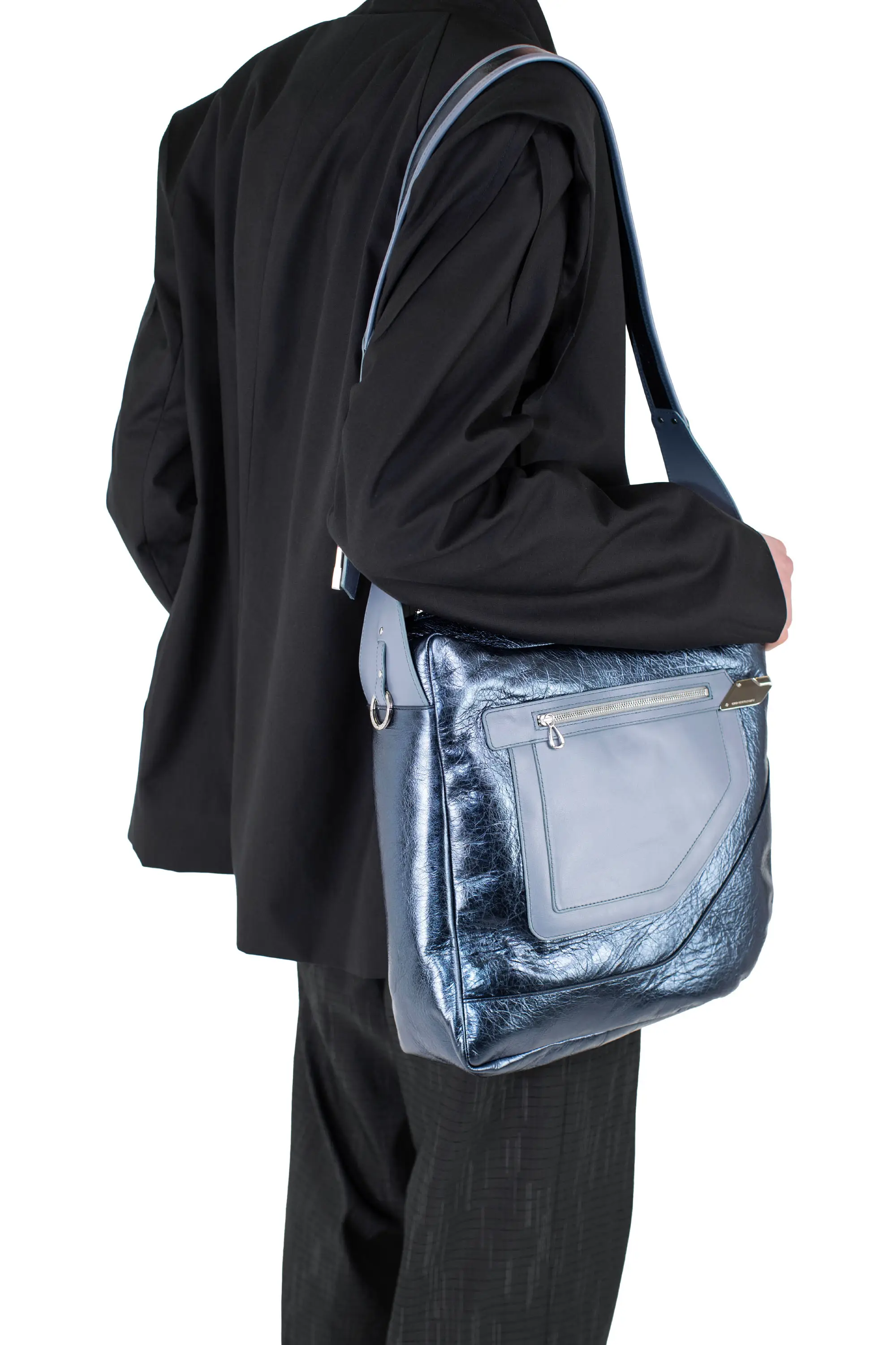 KIKO KOSTADINOV DEULTUM LEATHER BAG - MIDNIGHT BLUE / GREY