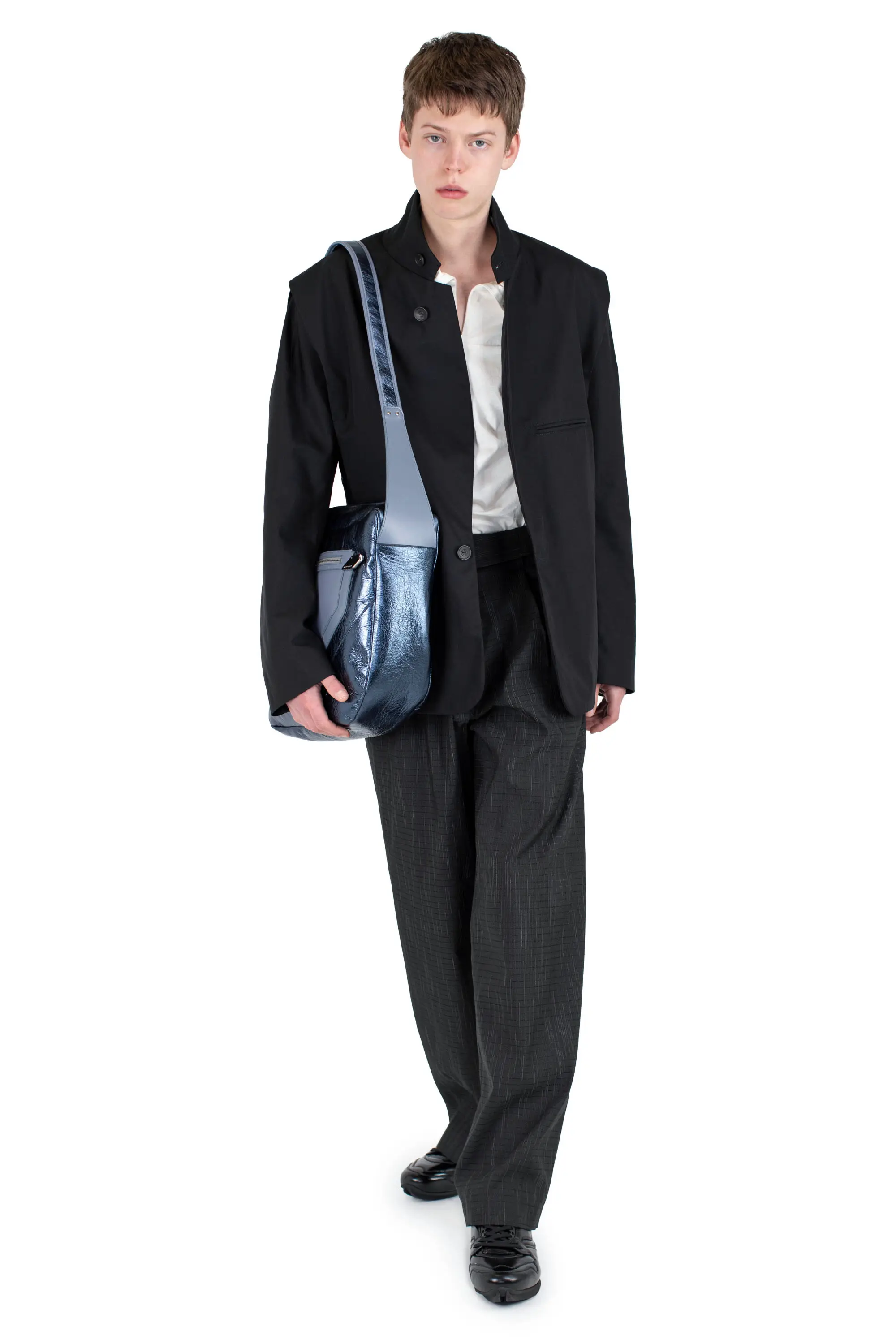 KIKO KOSTADINOV DEULTUM LEATHER BAG - MIDNIGHT BLUE / GREY