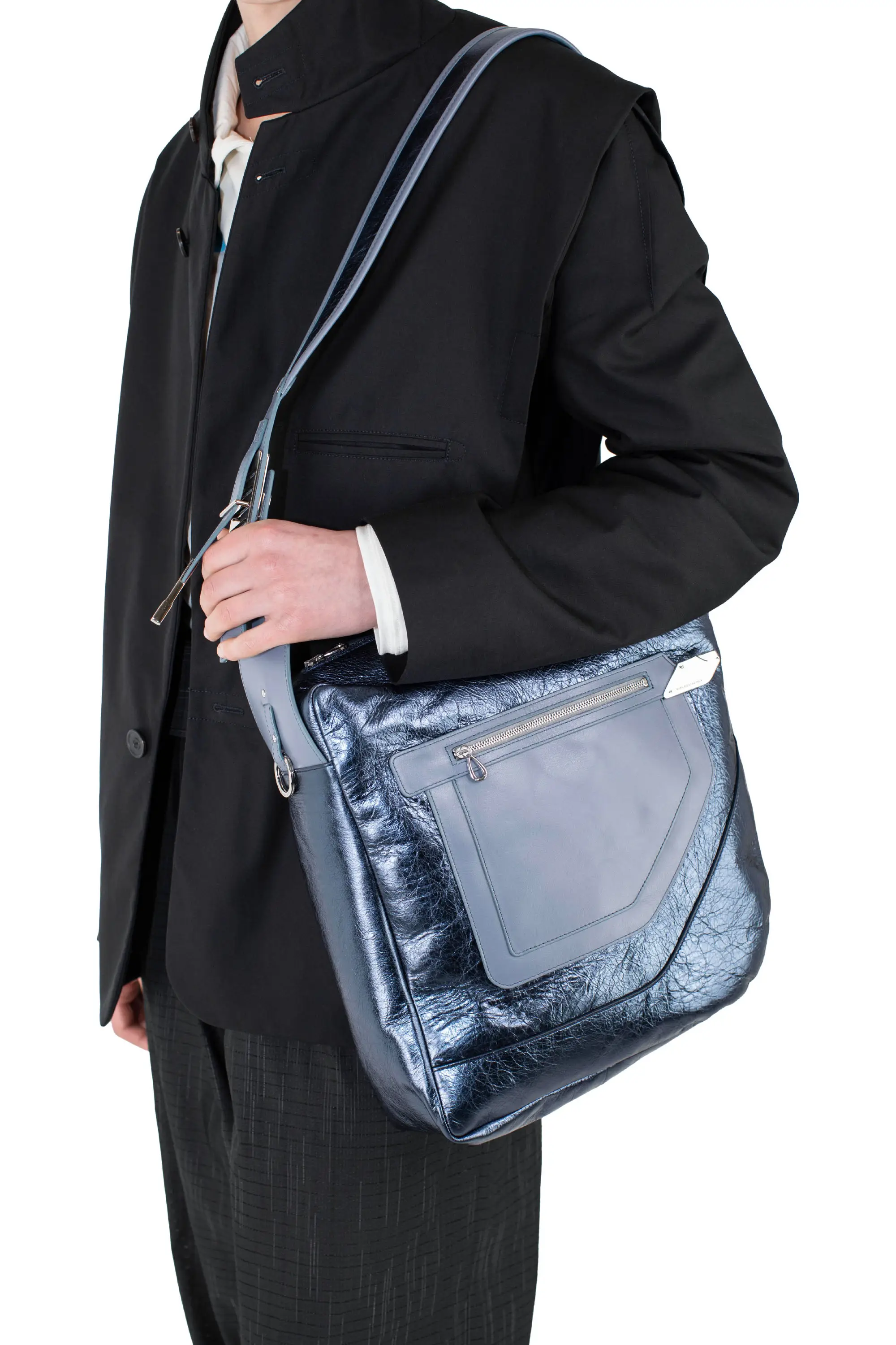 KIKO KOSTADINOV – DEULTUM LEATHER BAG - MIDNIGHT BLUE / GREY