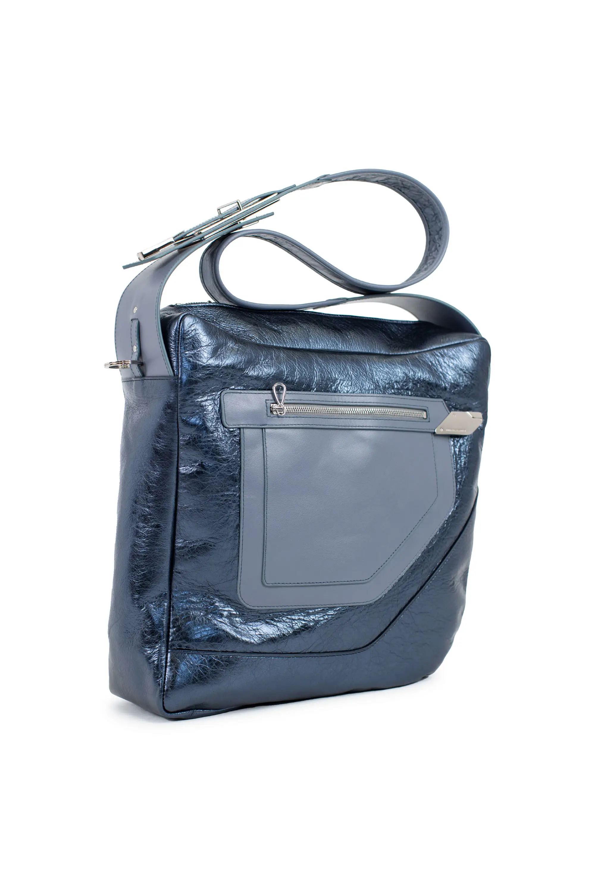 KIKO KOSTADINOV DEULTUM LEATHER BAG - MIDNIGHT BLUE / GREY