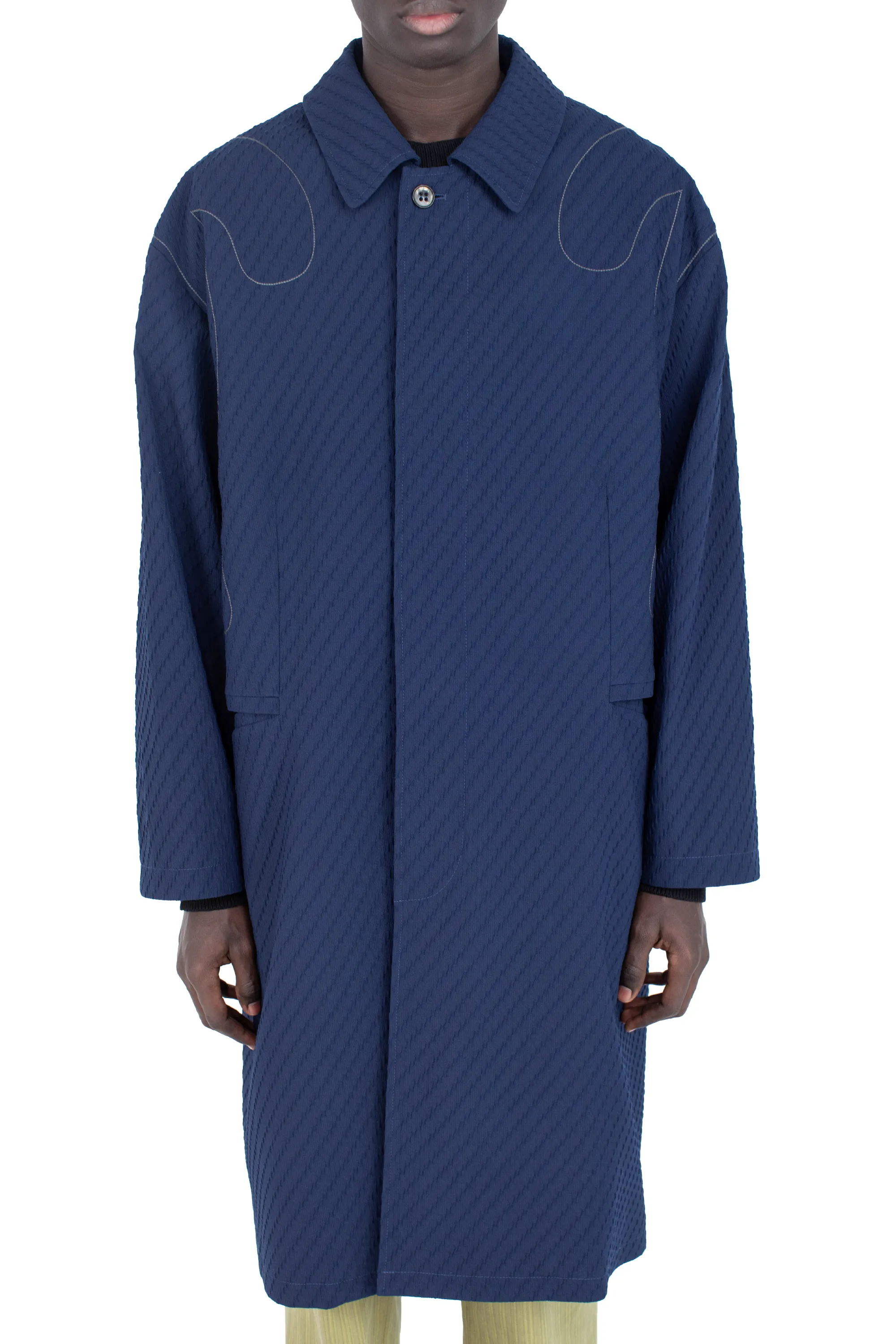 KIKO KOSTADINOV EURI K-SHOULDER COAT - ABYSS BLUE