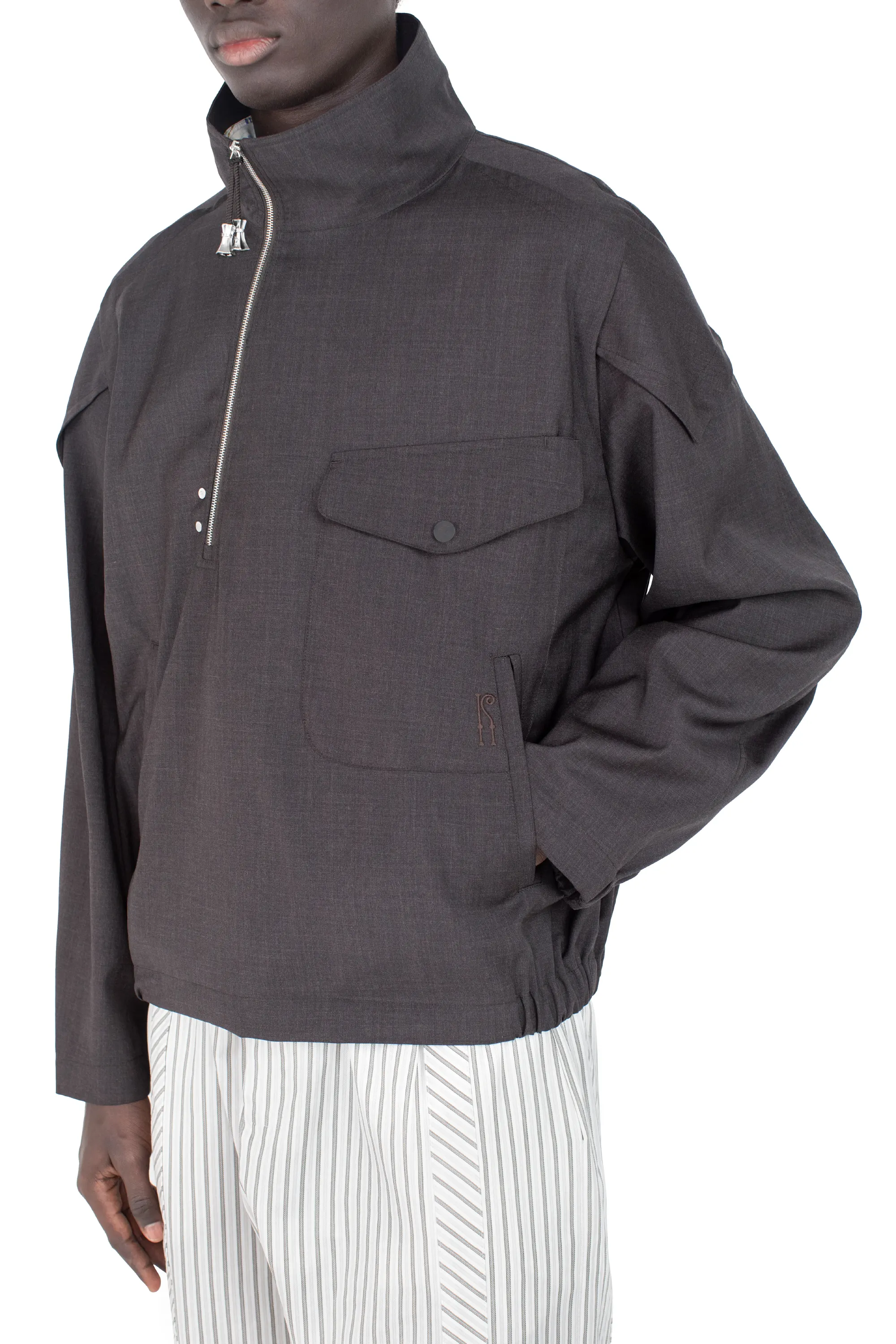 KIKO KOSTADINOV FARKAS PULLOVER JACKET - UMBER BROWN