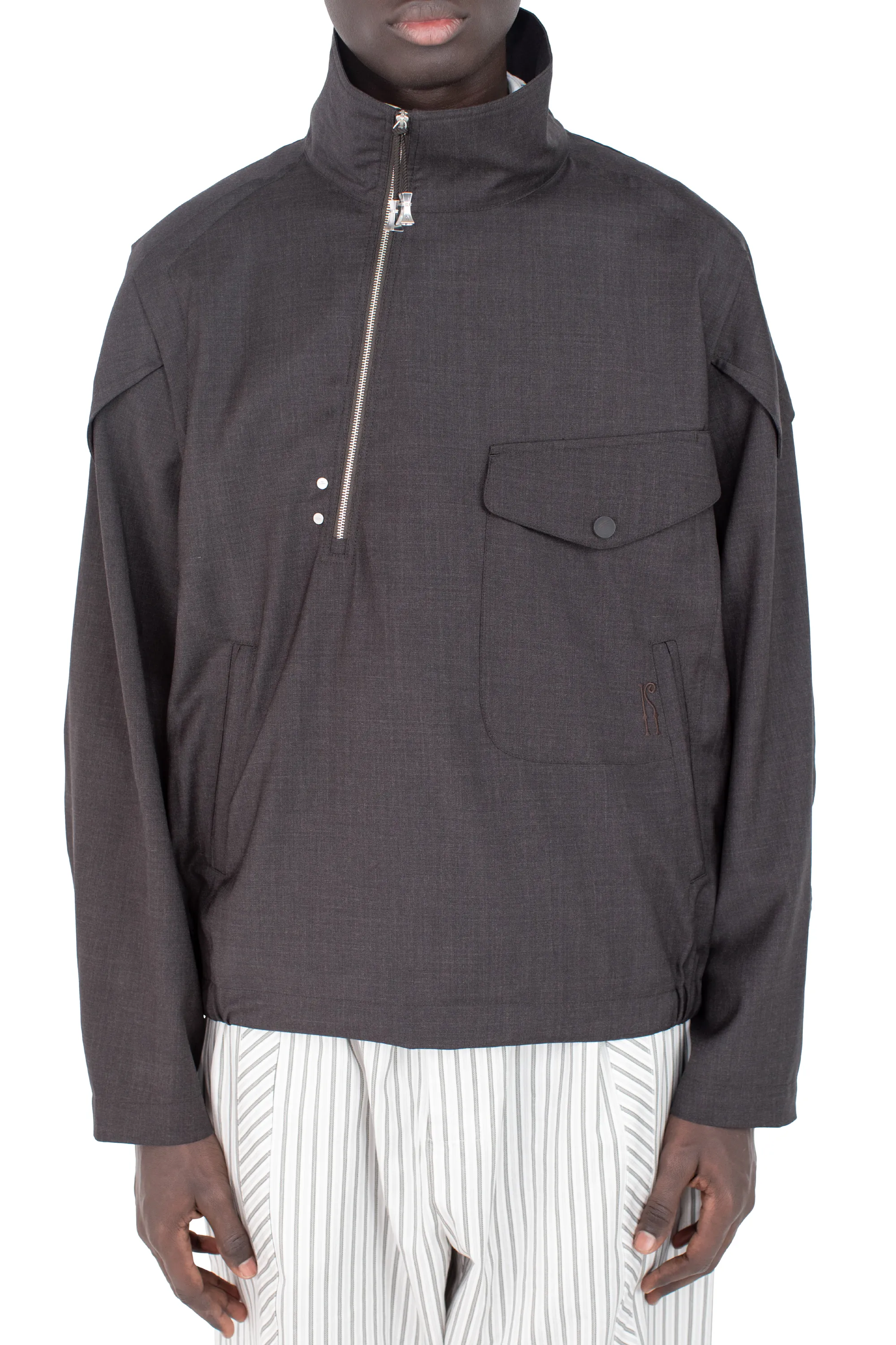 KIKO KOSTADINOV FARKAS PULLOVER JACKET - UMBER BROWN