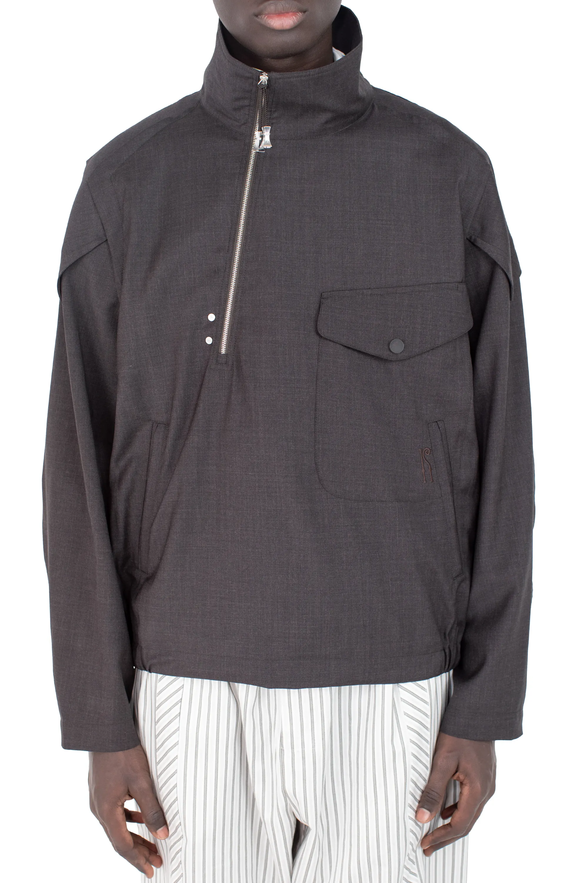 KIKO KOSTADINOV FARKAS PULLOVER JACKET - UMBER BROWN