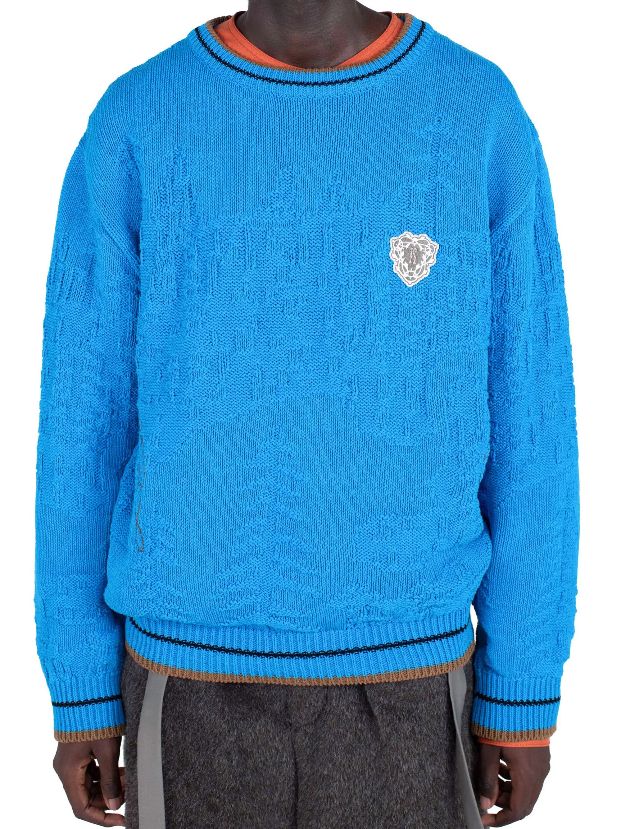 KIKO KOSTADINOV FITZ KNIT JUMPER - CERULEAN/RUSSET BROWN/BLACK