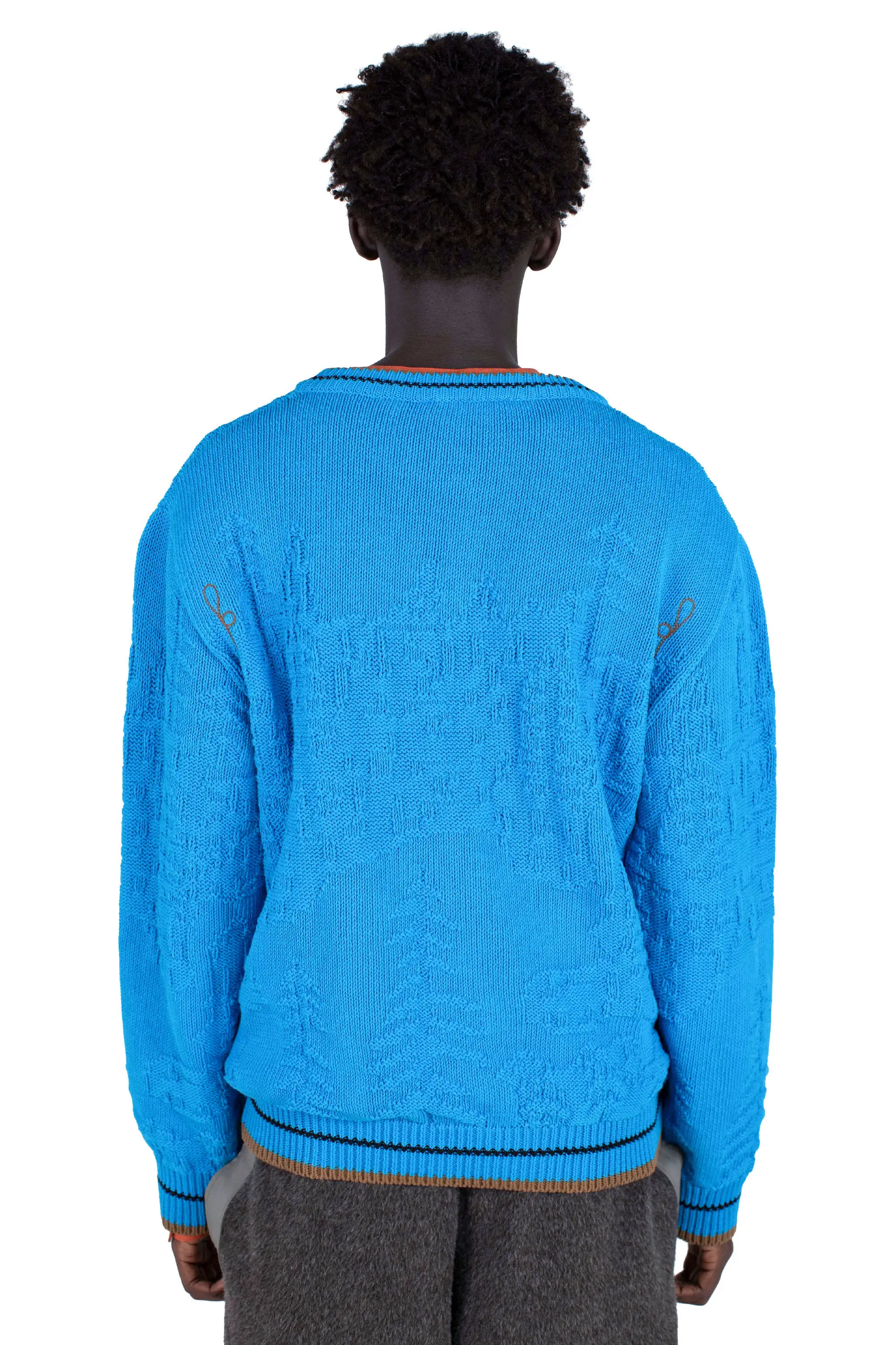 KIKO KOSTADINOV FITZ KNIT JUMPER - CERULEAN/RUSSET BROWN/BLACK