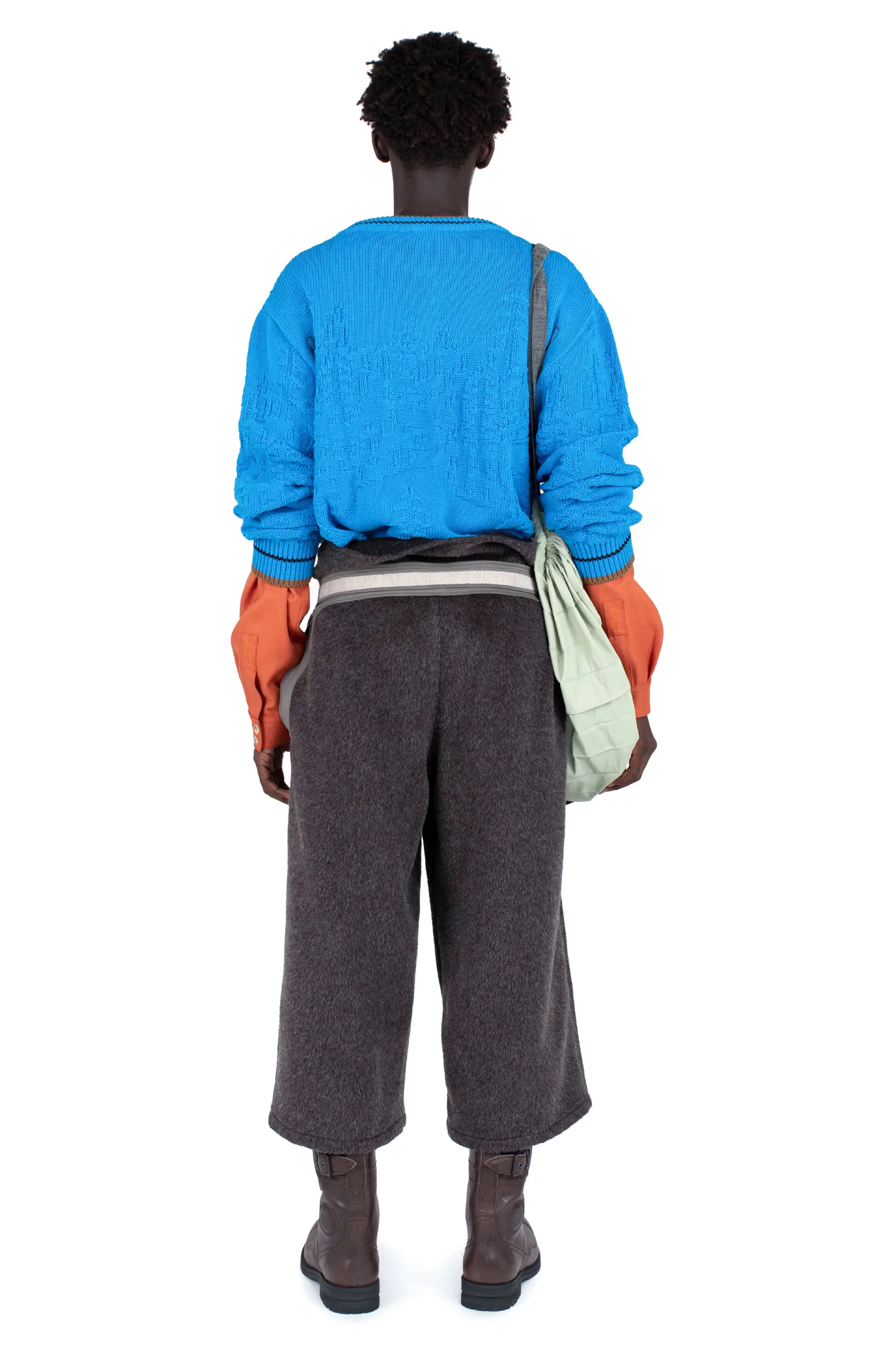 KIKO KOSTADINOV FITZ KNIT JUMPER - CERULEAN/RUSSET BROWN/BLACK