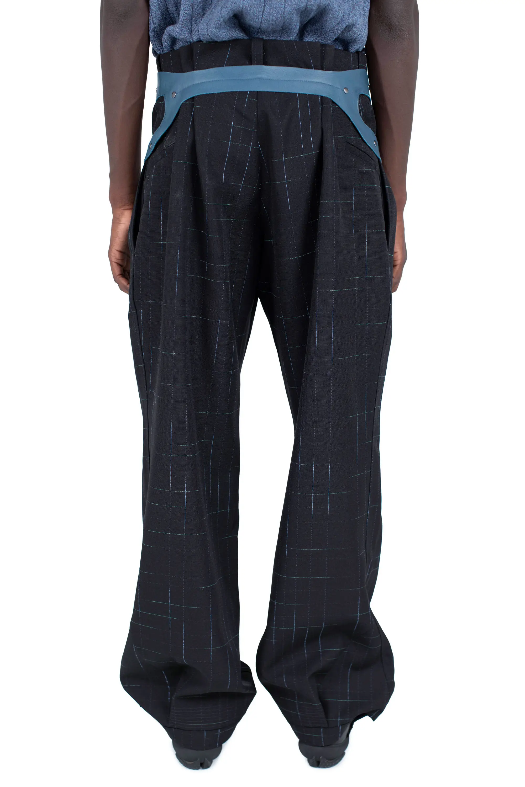 KIKO KOSTADINOV FITZ TROUSER - SPACE CHECK/PEACOCK BLUE