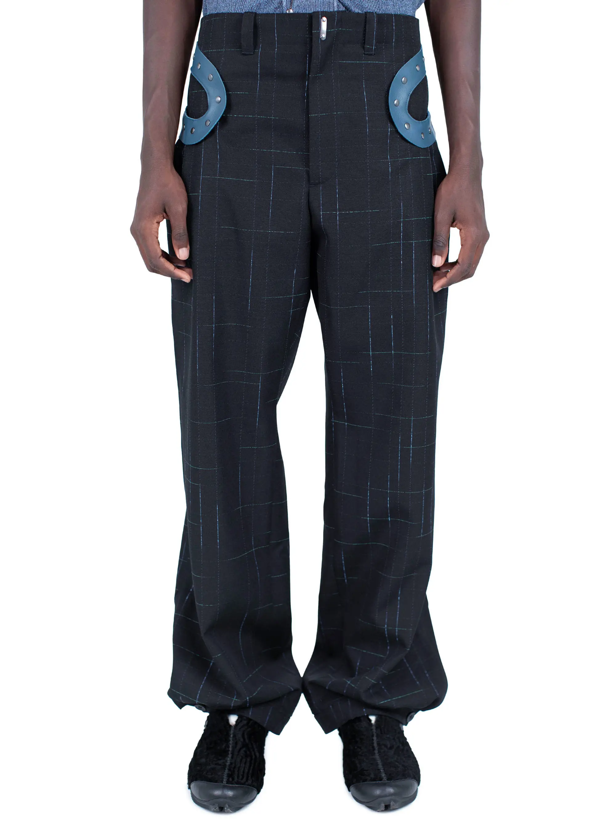 KIKO KOSTADINOV FITZ TROUSER - SPACE CHECK/PEACOCK BLUE