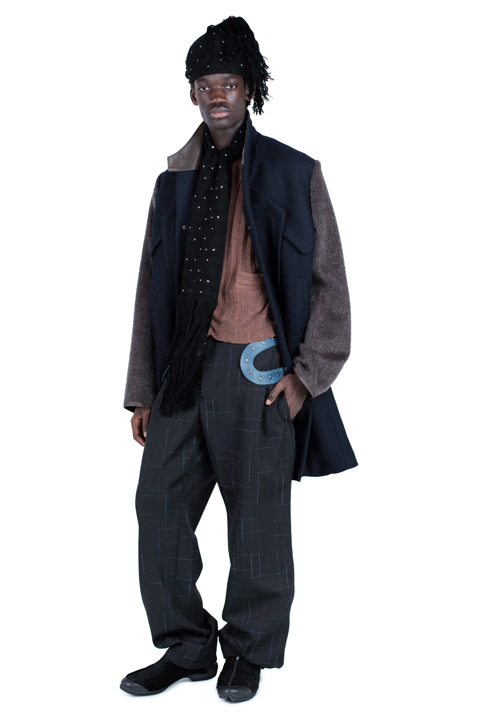 KIKO KOSTADINOV FITZ TROUSER - SPACE CHECK/PEACOCK BLUE