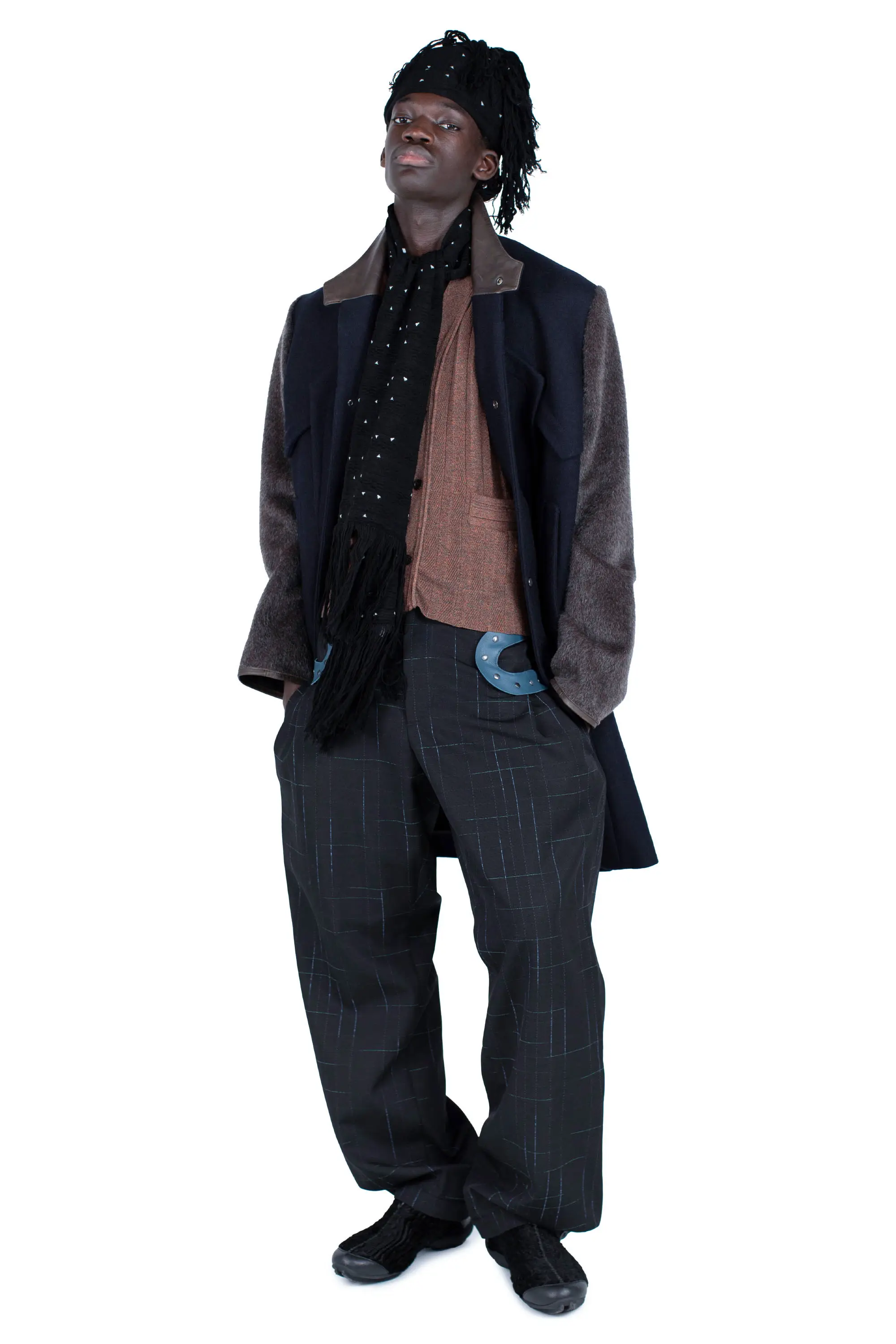 KIKO KOSTADINOV FITZ TROUSER - SPACE CHECK/PEACOCK BLUE