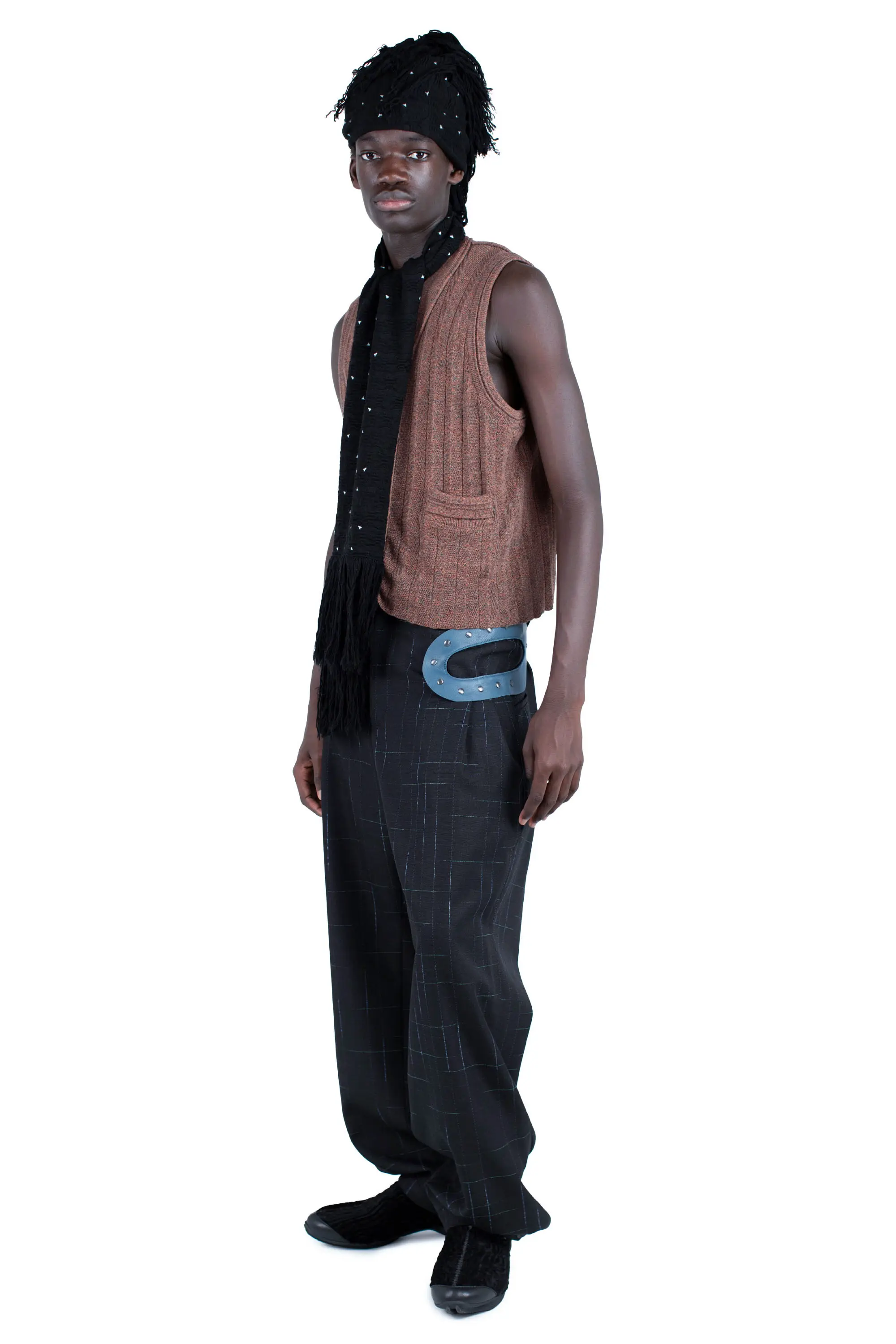 KIKO KOSTADINOV FITZ TROUSER - SPACE CHECK/PEACOCK BLUE