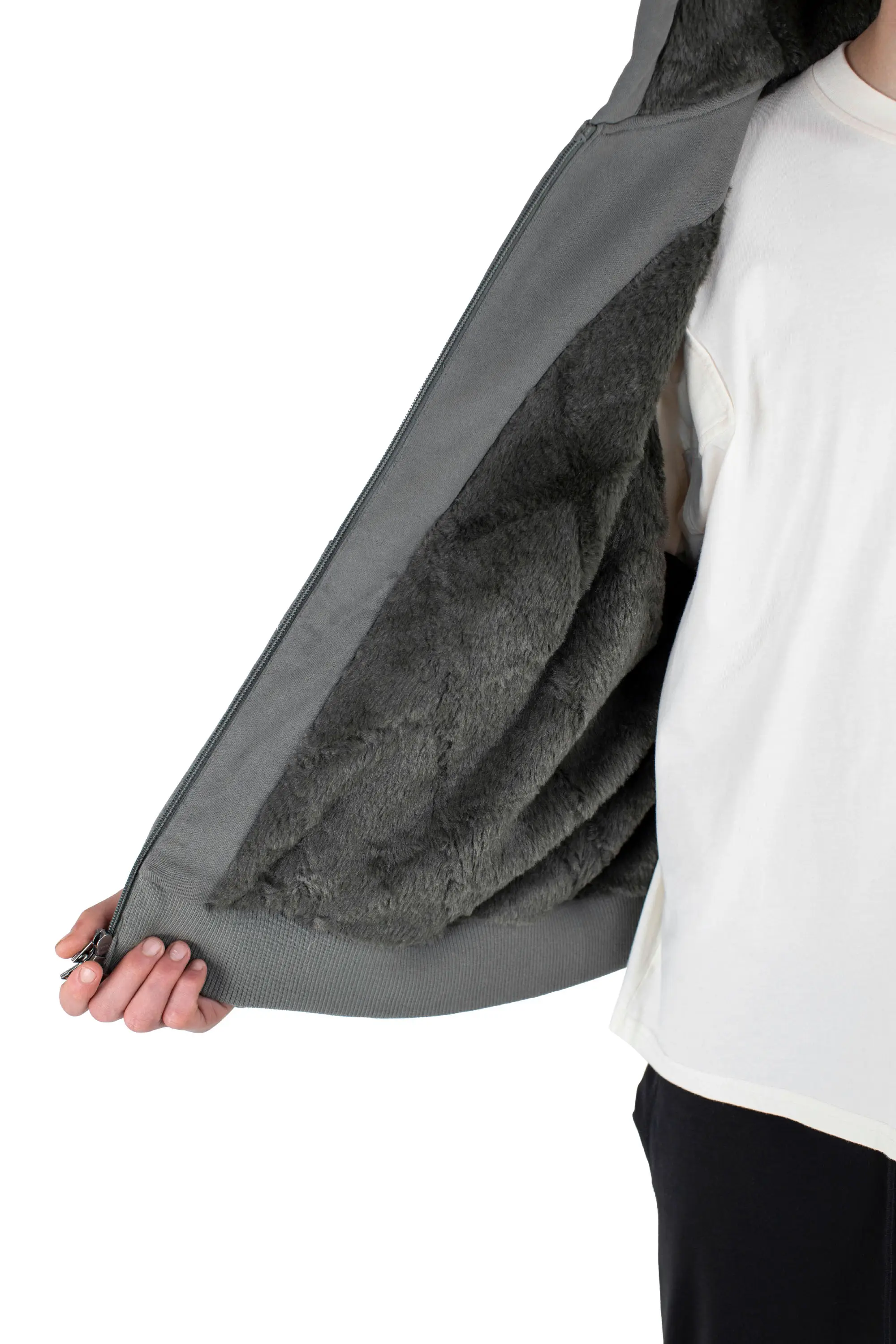 KIKO KOSTADINOV FOX SHERPA ZIP FLEECE - DARK STONE