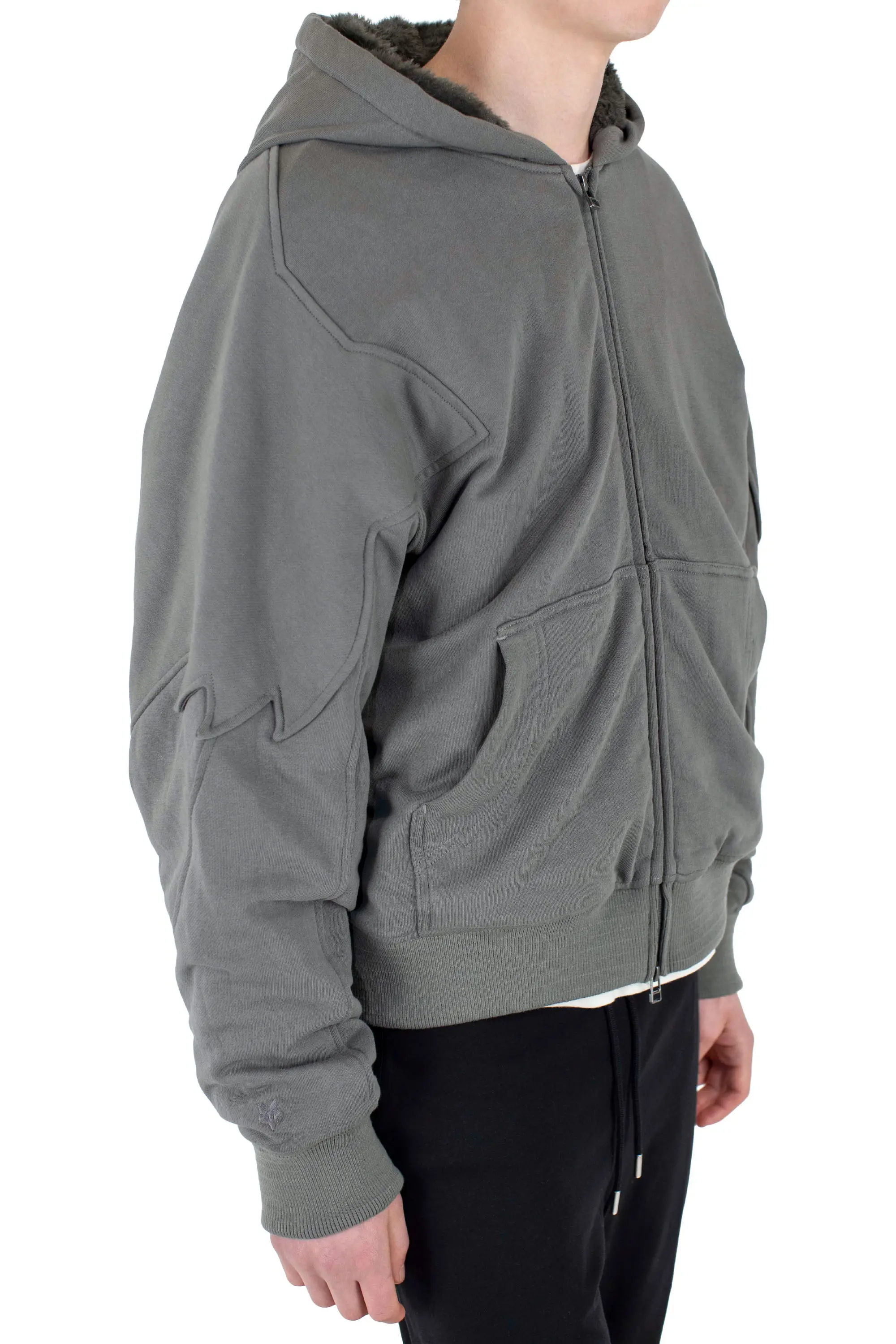 KIKO KOSTADINOV FOX SHERPA ZIP FLEECE - DARK STONE