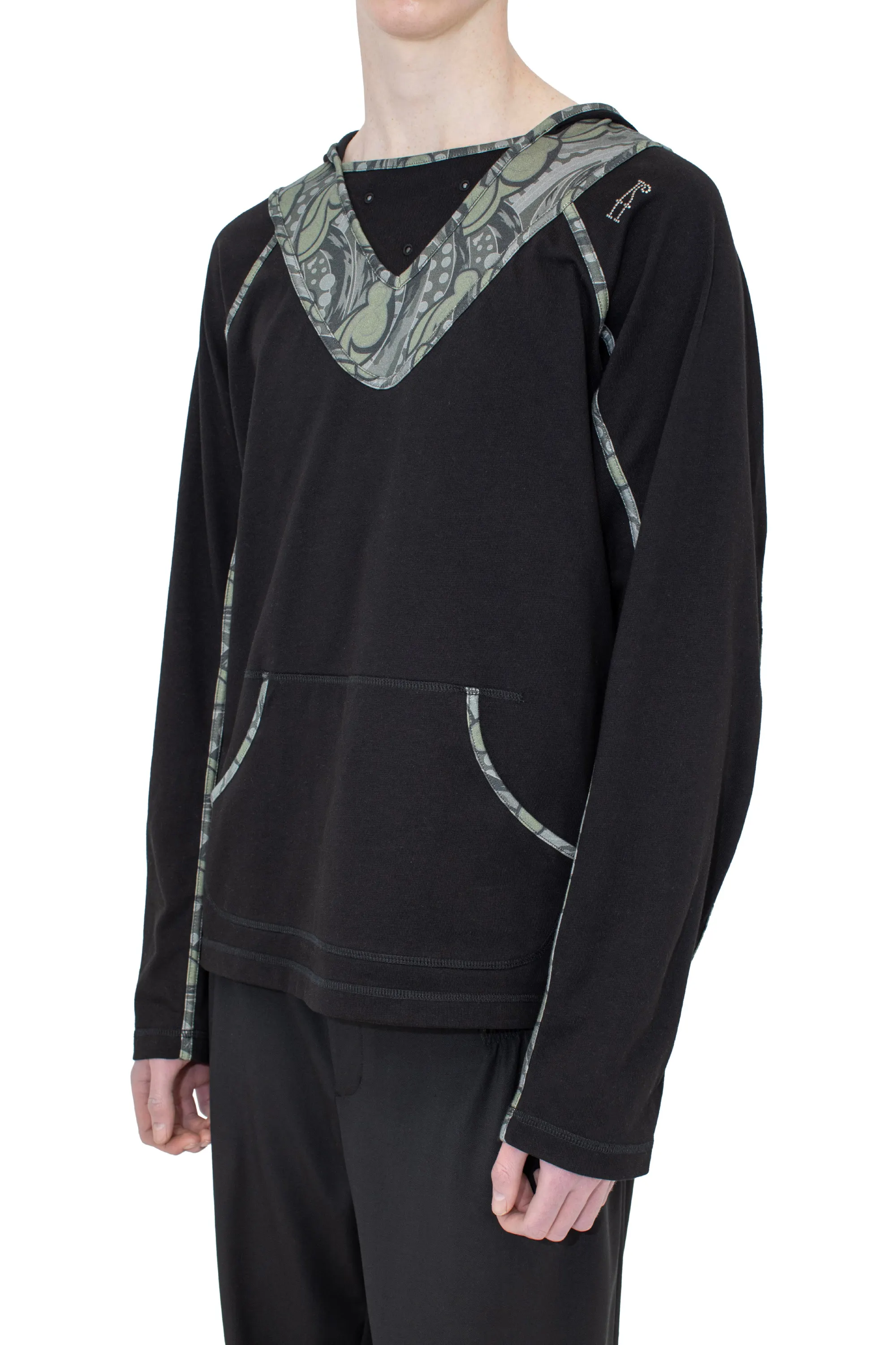 KIKO KOSTADINOV GIZI HOODED TOP - BLACK & SAGE