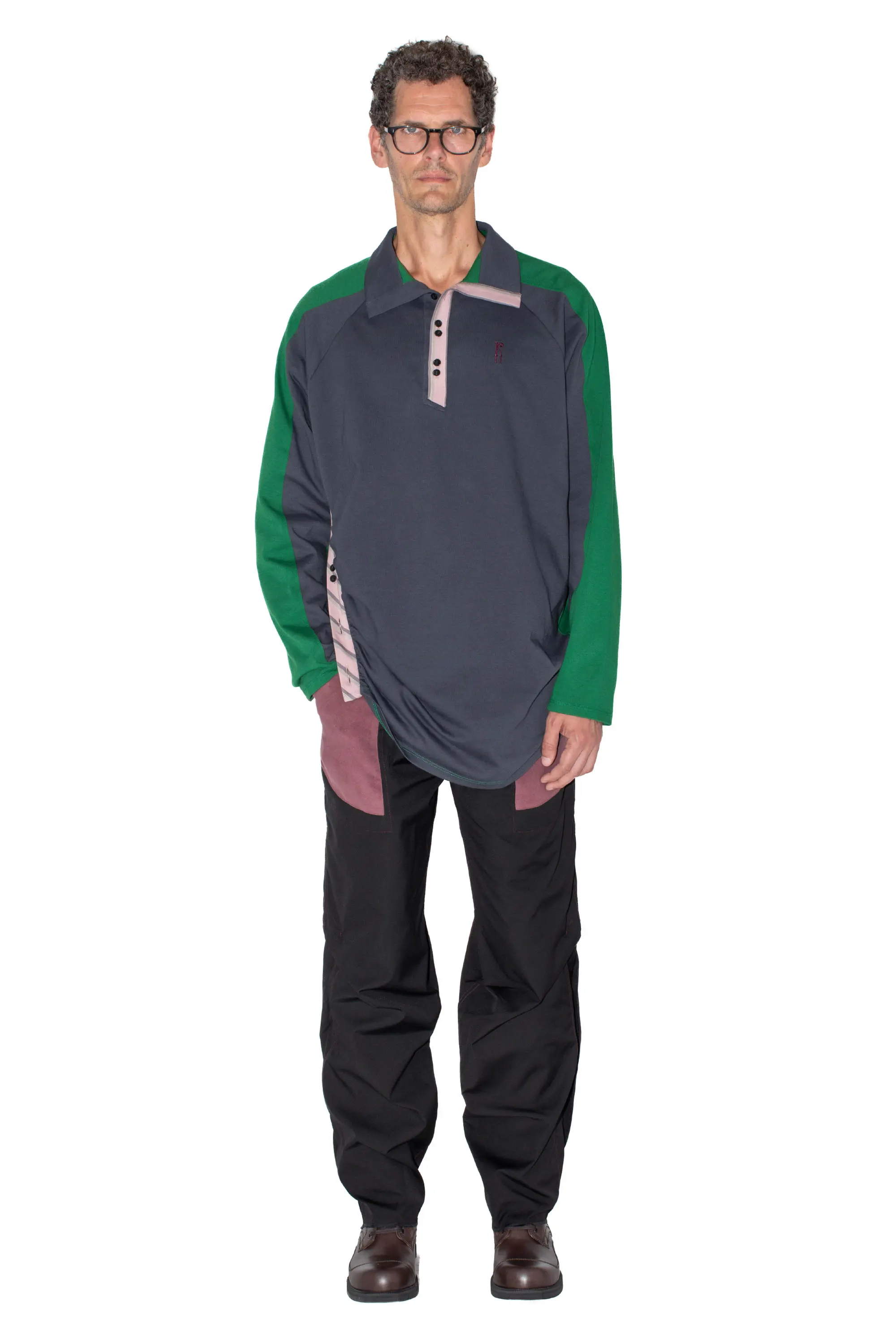 HALISHA TOP - DIM GREY/ HUNTER GREEN/ HEATHER PINK – KIKO KOSTADINOV