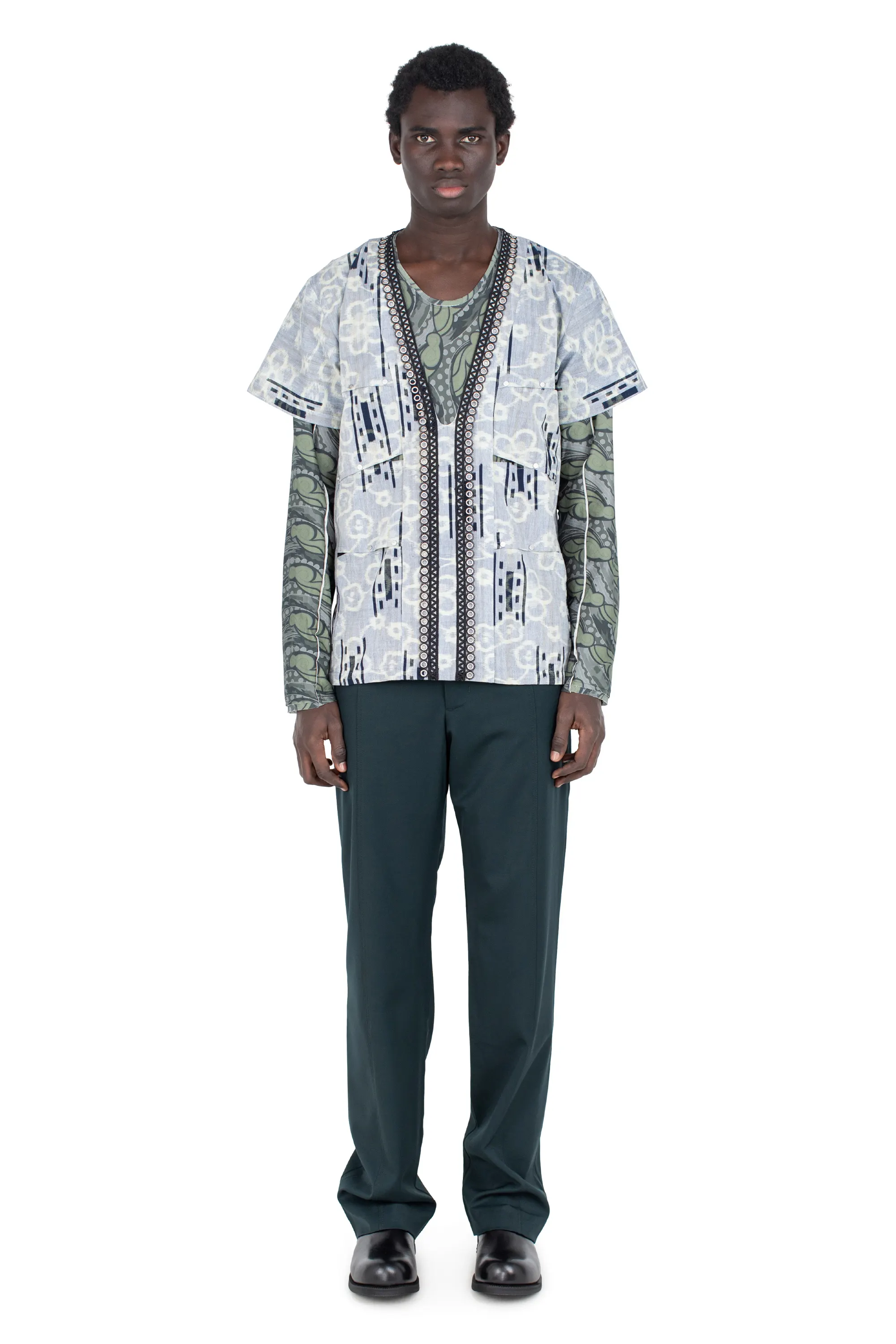 KIKO KOSTADINOV HATHA PANELLED SHIRT - LAGOON