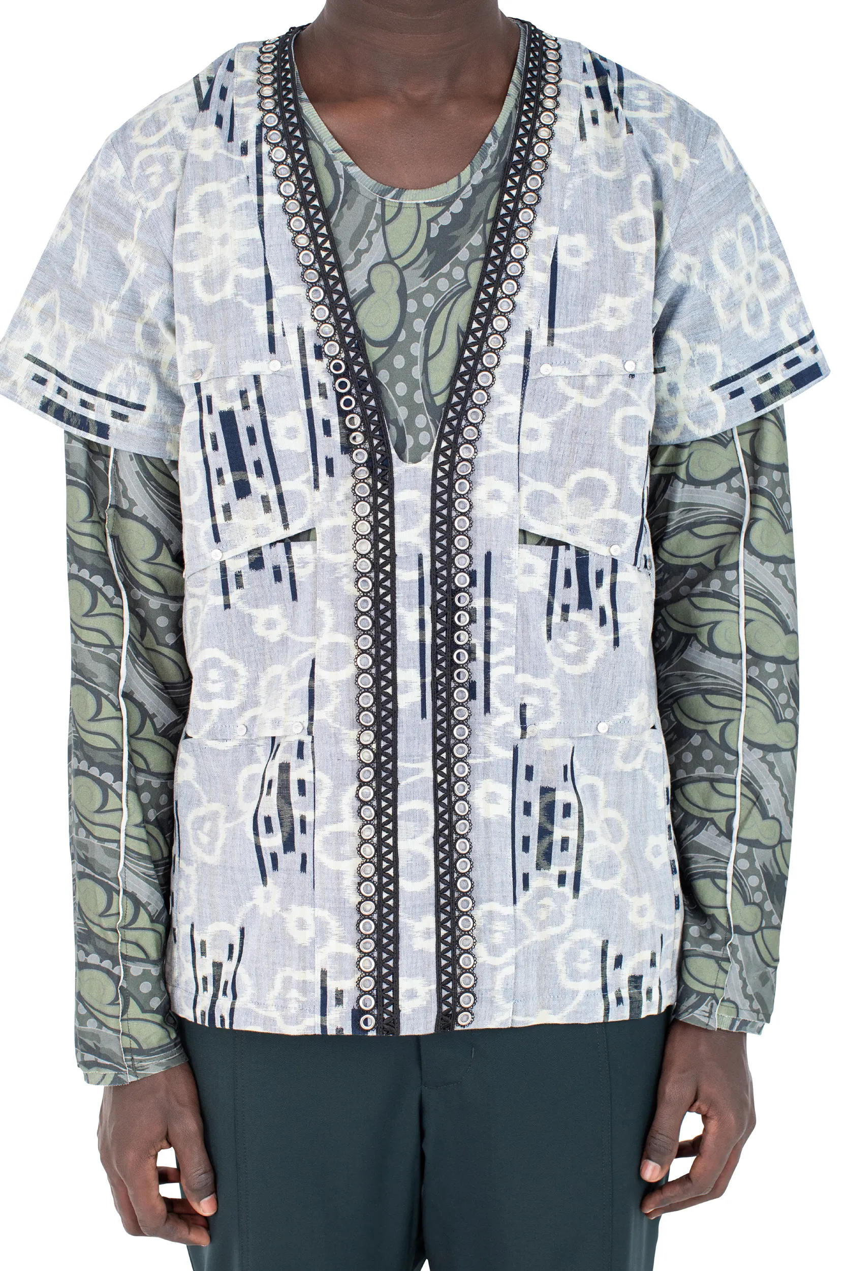 KIKO KOSTADINOV HATHA PANELLED SHIRT - LAGOON
